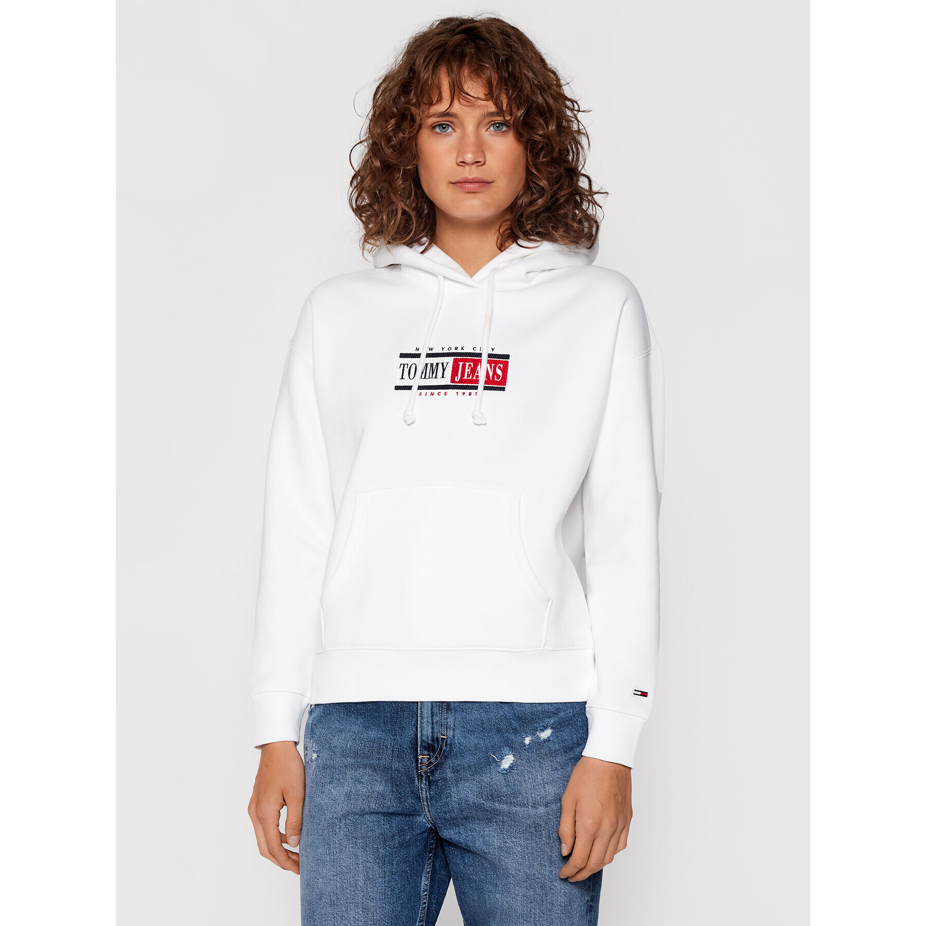 Tommy Jeans Bluză Tjw Timeless DW0DW11055 Alb Regular Fit - Pled.ro