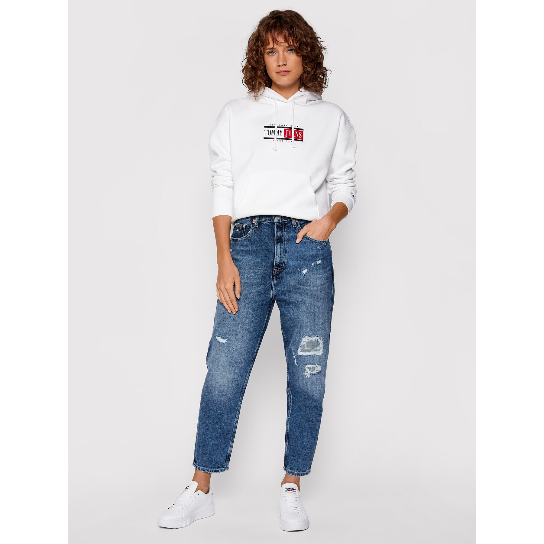 Tommy Jeans Bluză Tjw Timeless DW0DW11055 Alb Regular Fit - Pled.ro