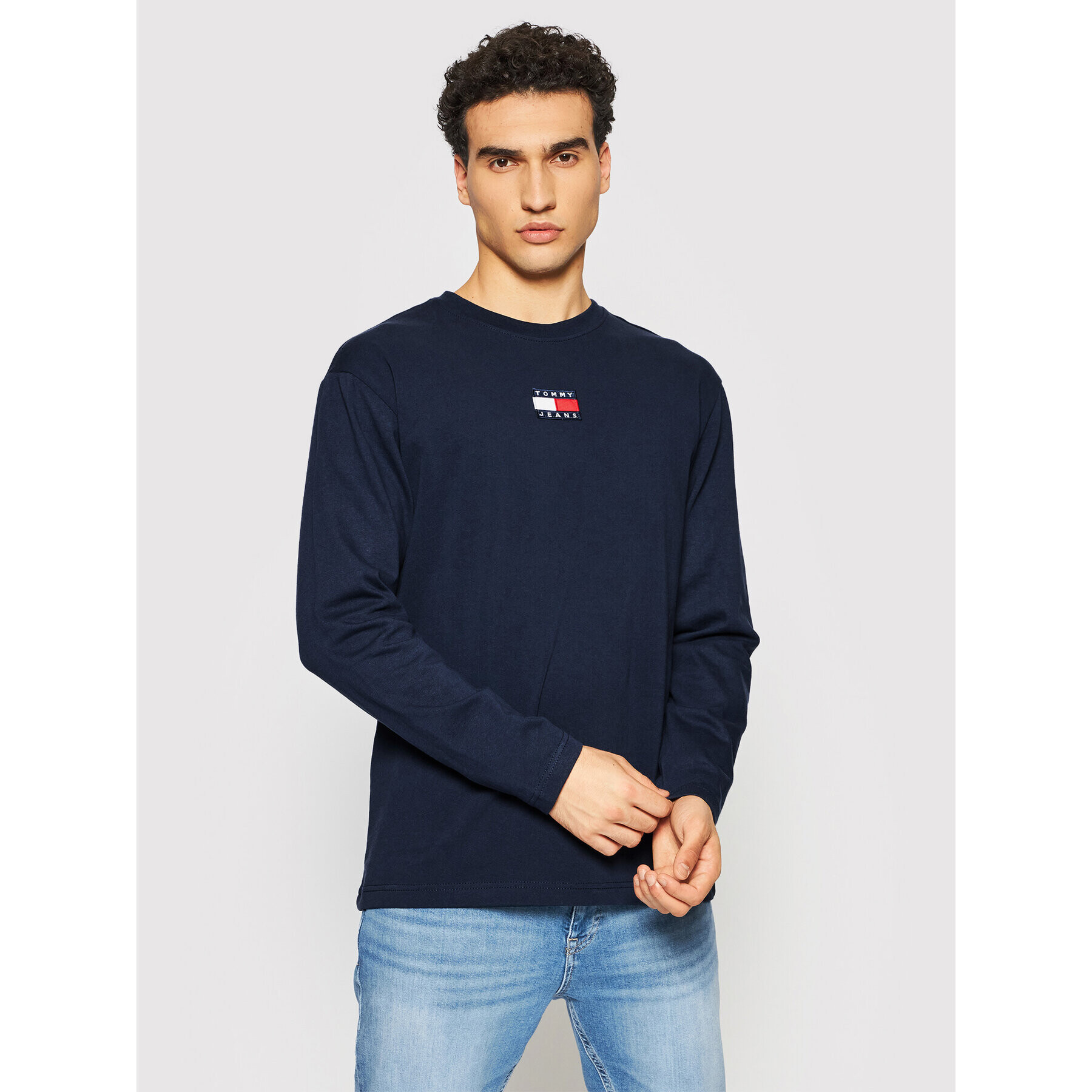 Tommy Jeans Bluză Tommy Badge DM0DM10932 Bleumarin Loose Fit - Pled.ro