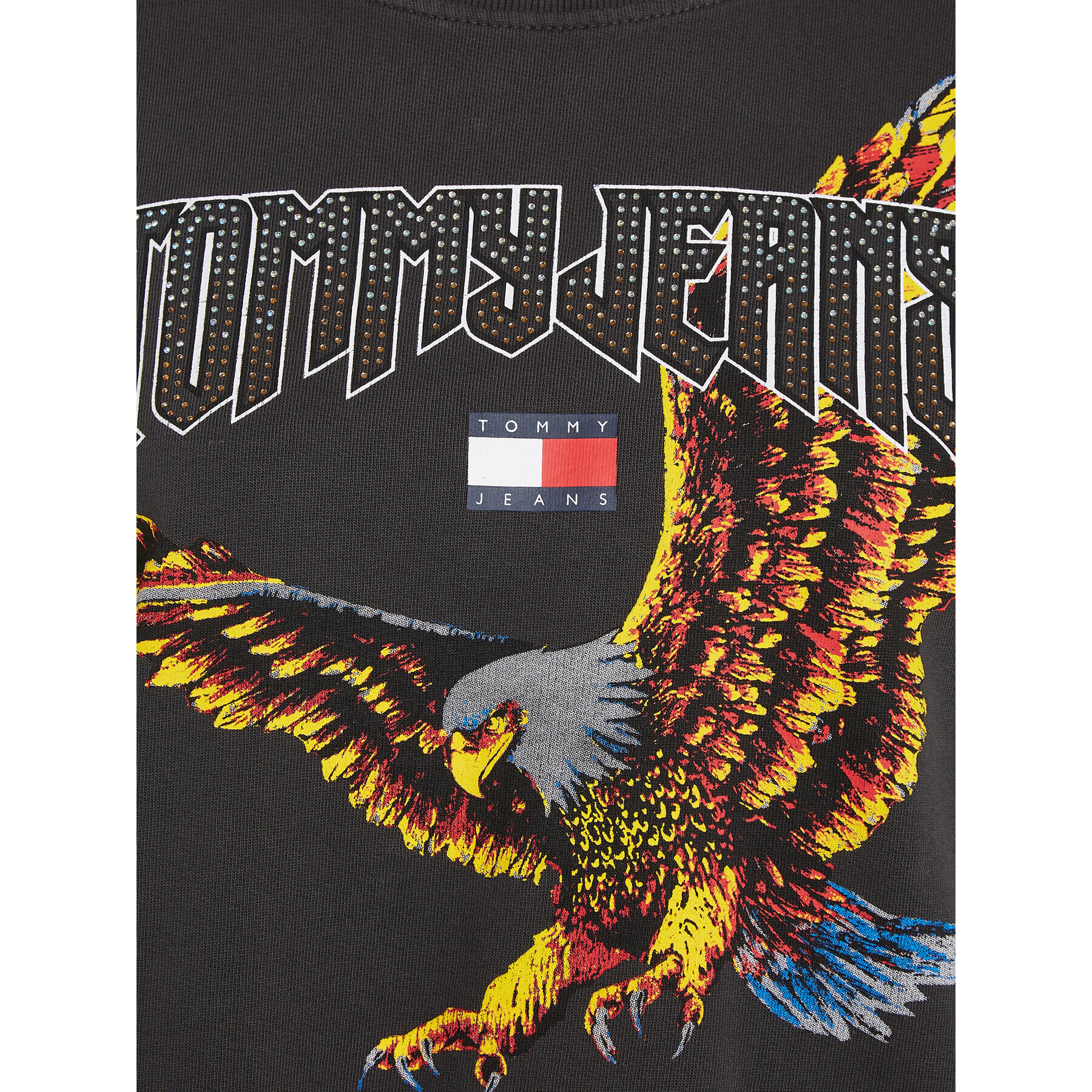 Tommy Jeans Bluză Vintage Eagle DW0DW16415 Negru Cropped Fit - Pled.ro