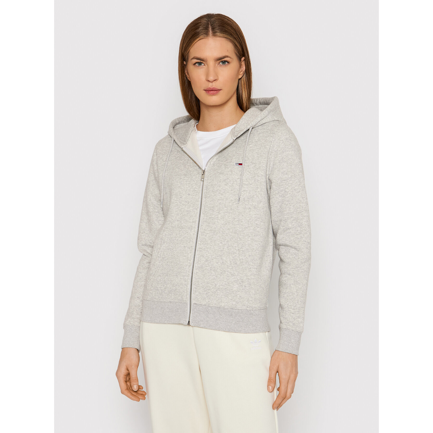 Tommy Jeans Bluză Zip Throught DW0DW10135 Gri Regular Fit - Pled.ro