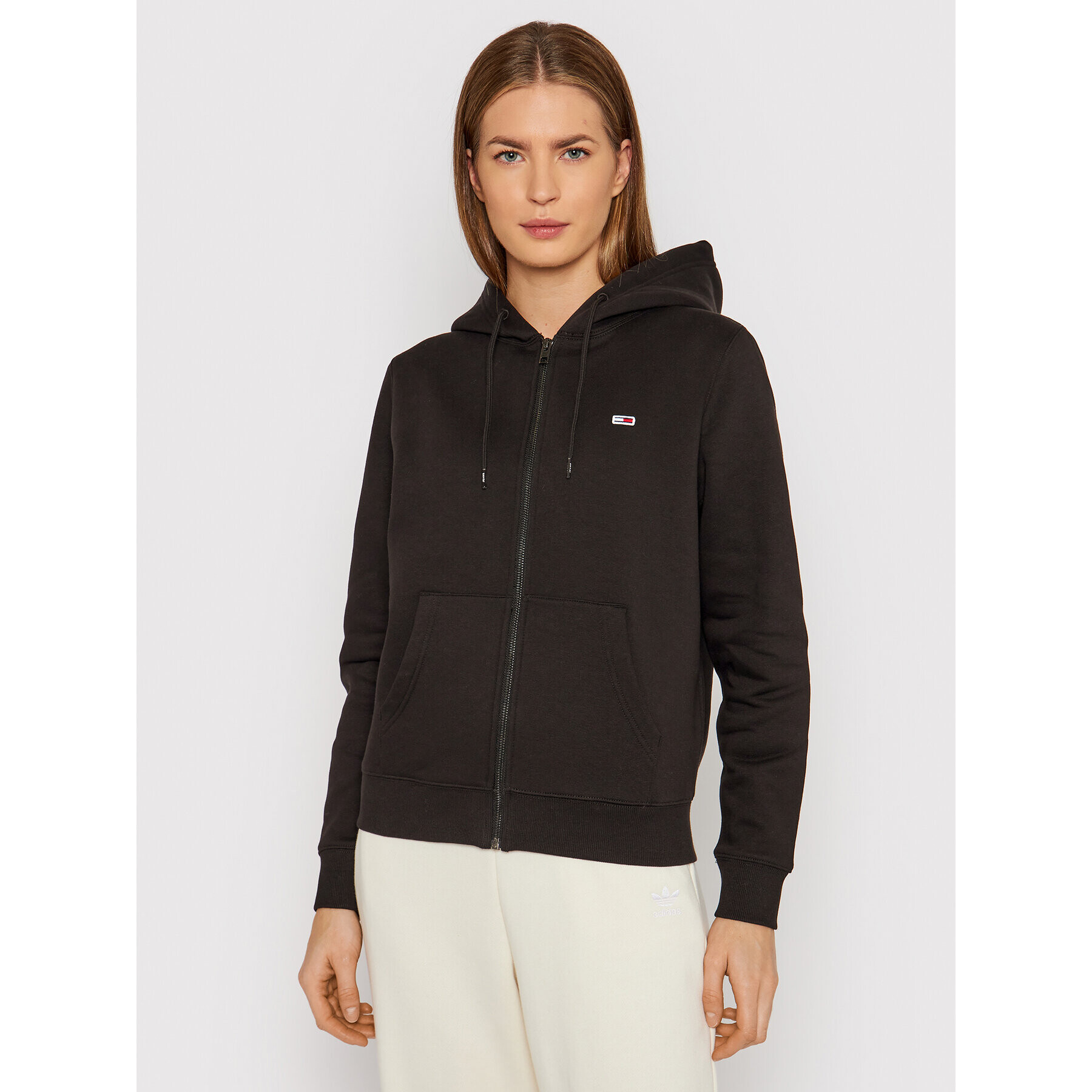 Tommy Jeans Bluză Zip Throught DW0DW10135 Negru Regular Fit - Pled.ro