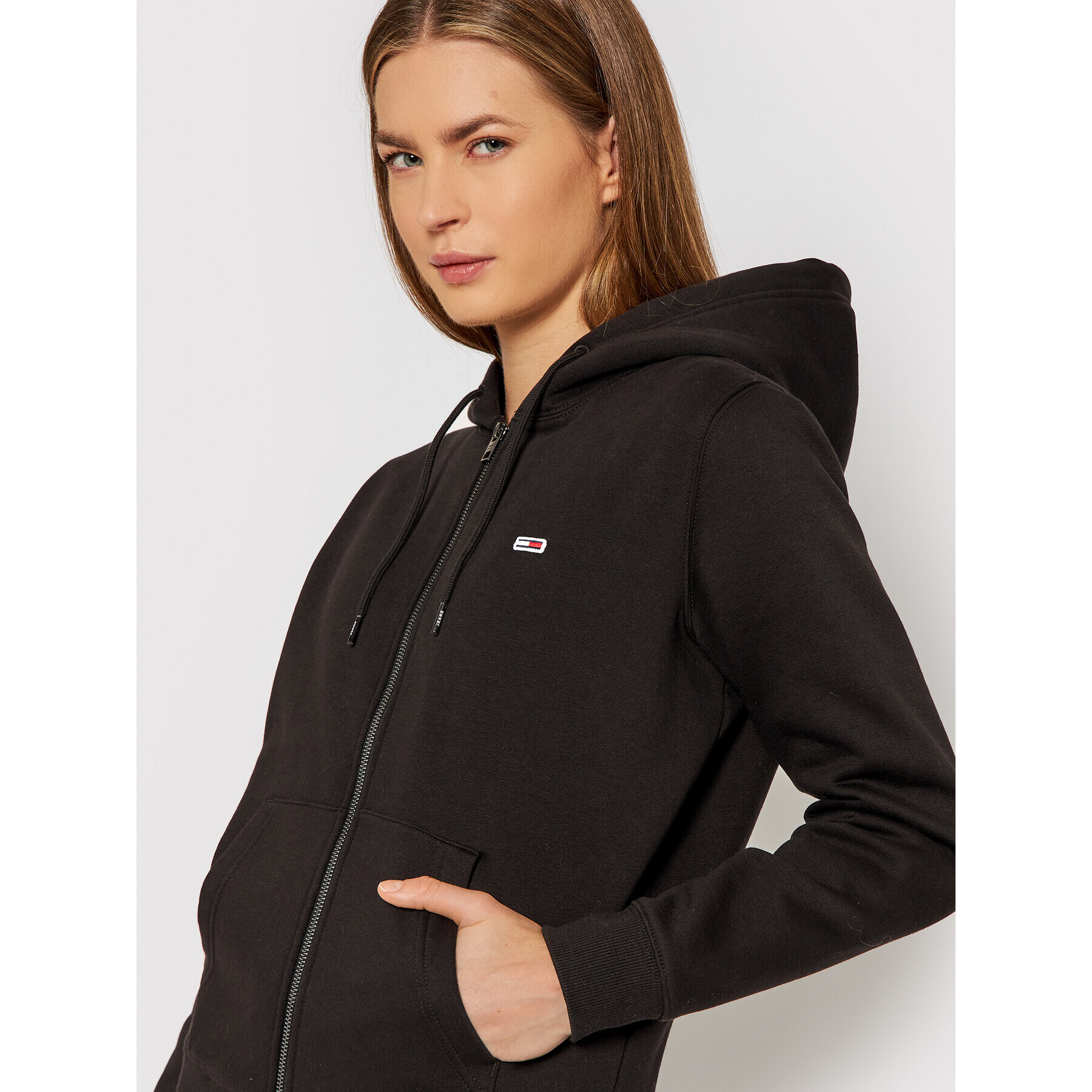 Tommy Jeans Bluză Zip Throught DW0DW10135 Negru Regular Fit - Pled.ro