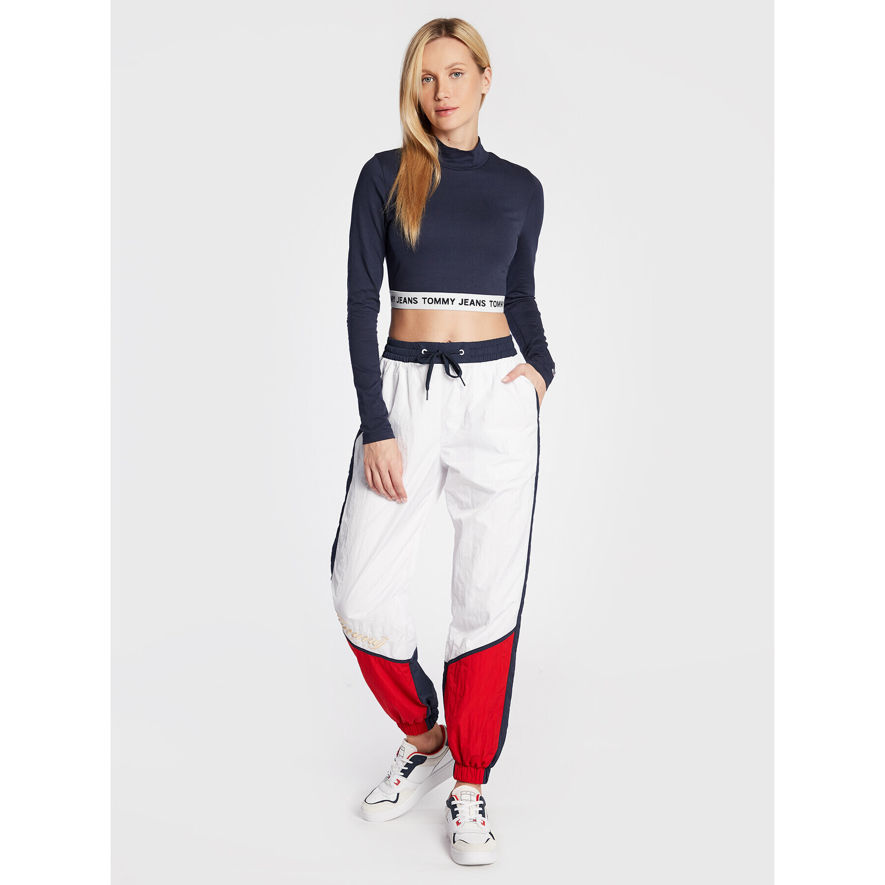 Tommy Jeans Bluză Crop Logo DW0DW13495 Bleumarin Regular Fit - Pled.ro