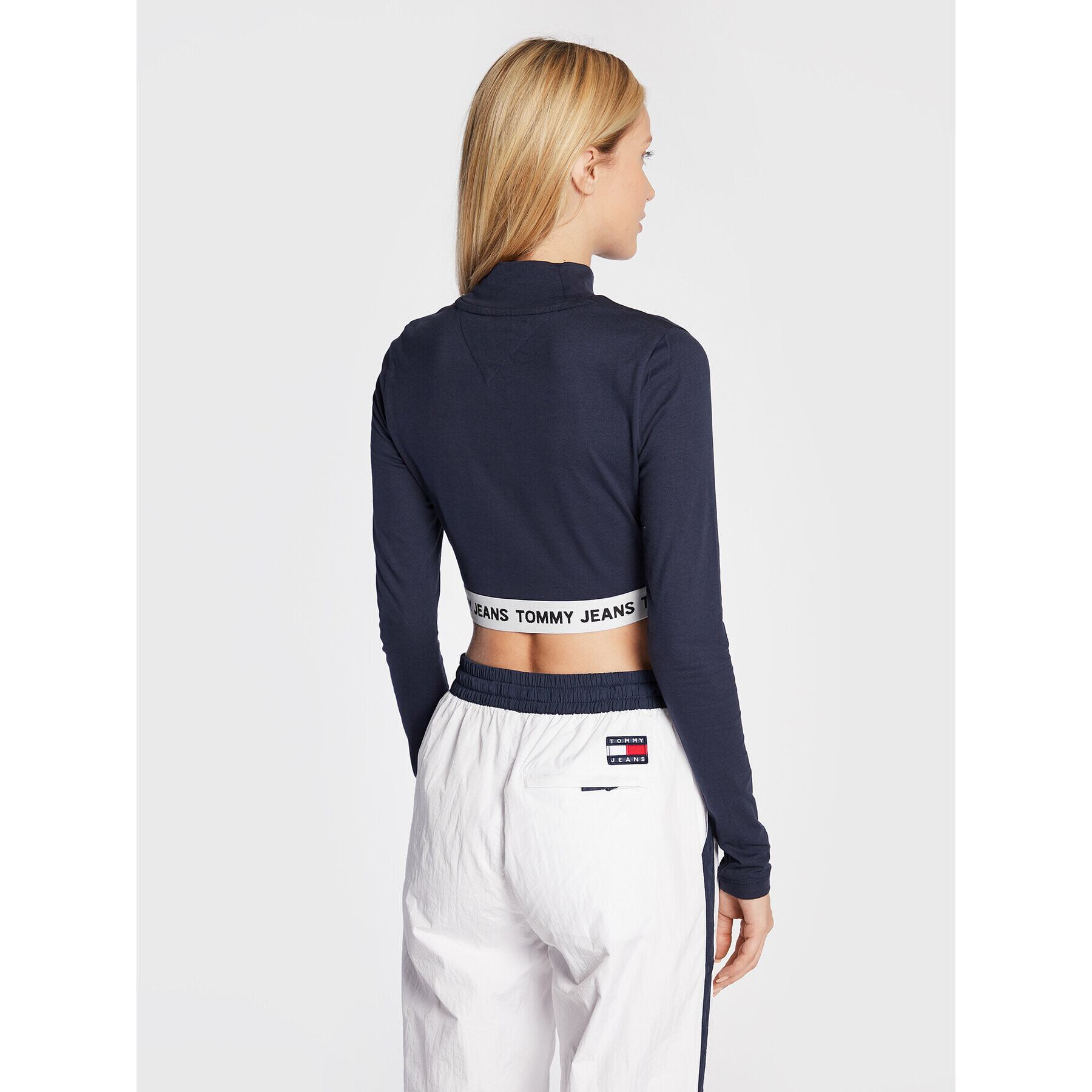 Tommy Jeans Bluză Crop Logo DW0DW13495 Bleumarin Regular Fit - Pled.ro