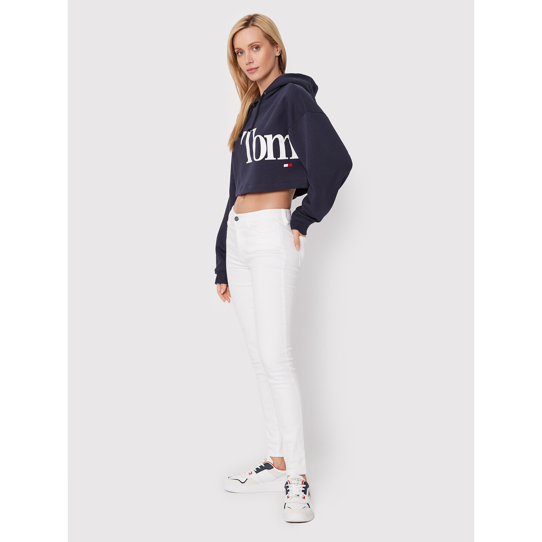 Tommy Jeans Bluză Super Crop Bold DW0DW13577 Bleumarin Relaxed Fit - Pled.ro