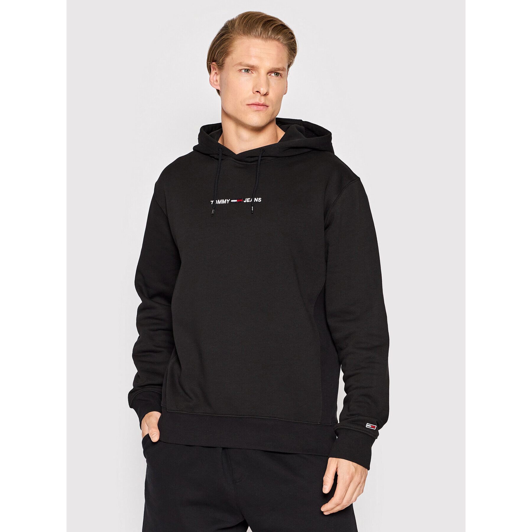 Tommy Jeans Bluză Tjm Linear Logo DM0DM12942 Negru Regular Fit - Pled.ro