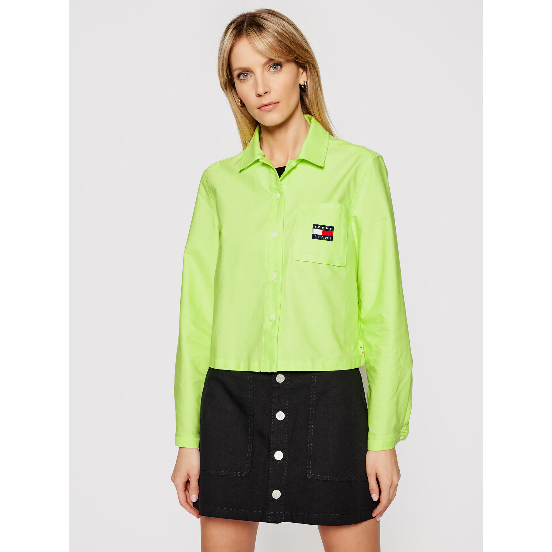 Tommy Jeans Cămașă Badge Pocket DW0DW08918 Verde Regular Fit - Pled.ro