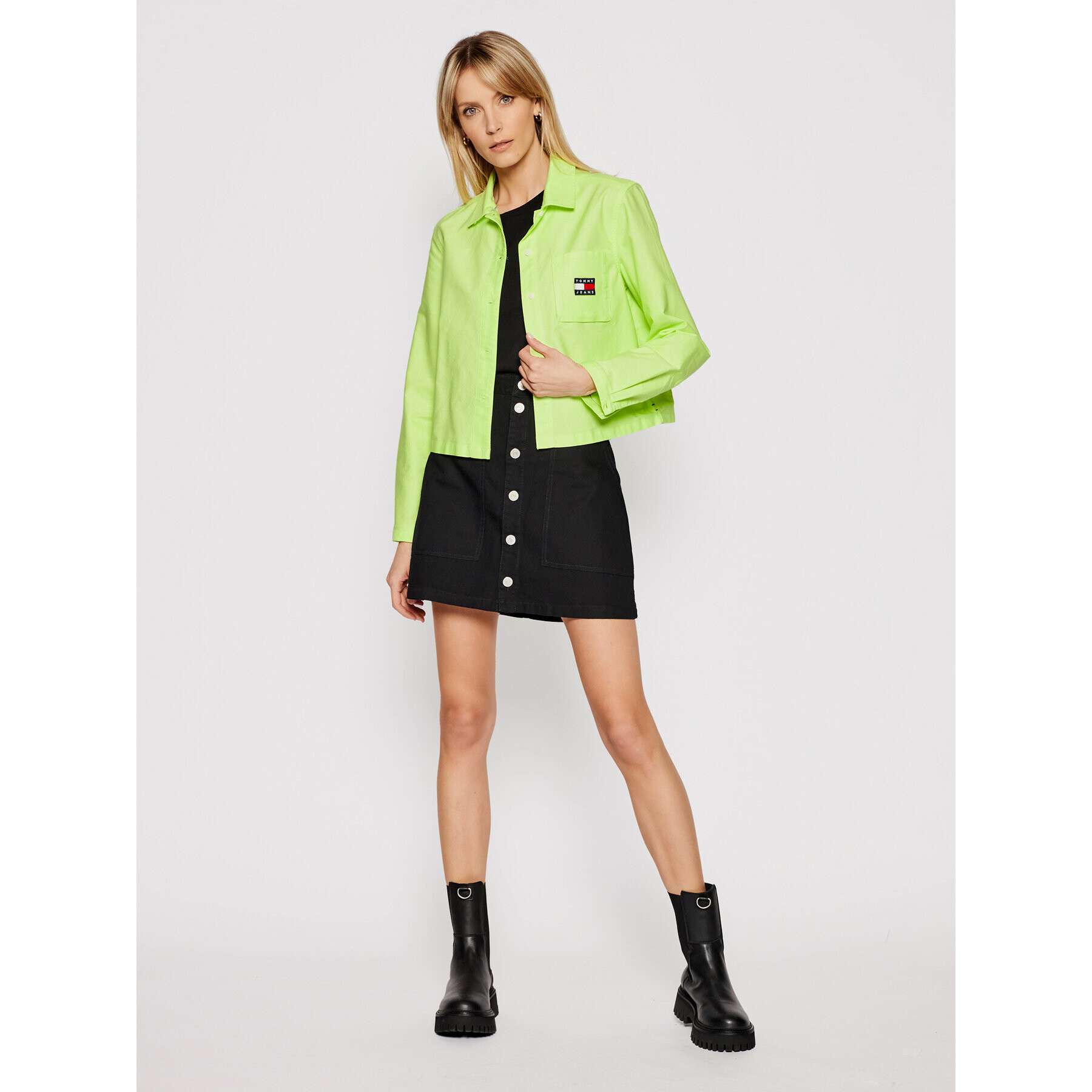 Tommy Jeans Cămașă Badge Pocket DW0DW08918 Verde Regular Fit - Pled.ro