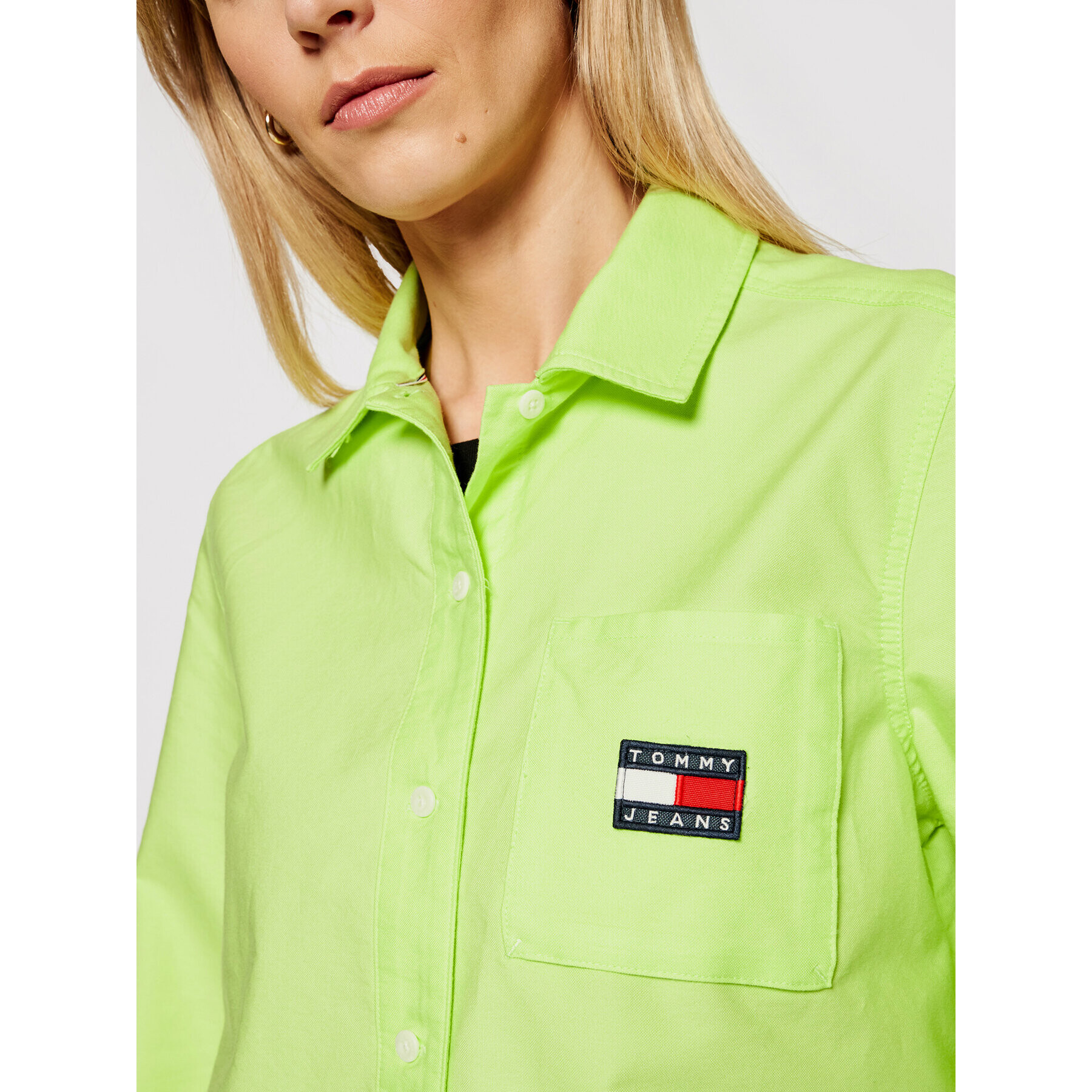 Tommy Jeans Cămașă Badge Pocket DW0DW08918 Verde Regular Fit - Pled.ro