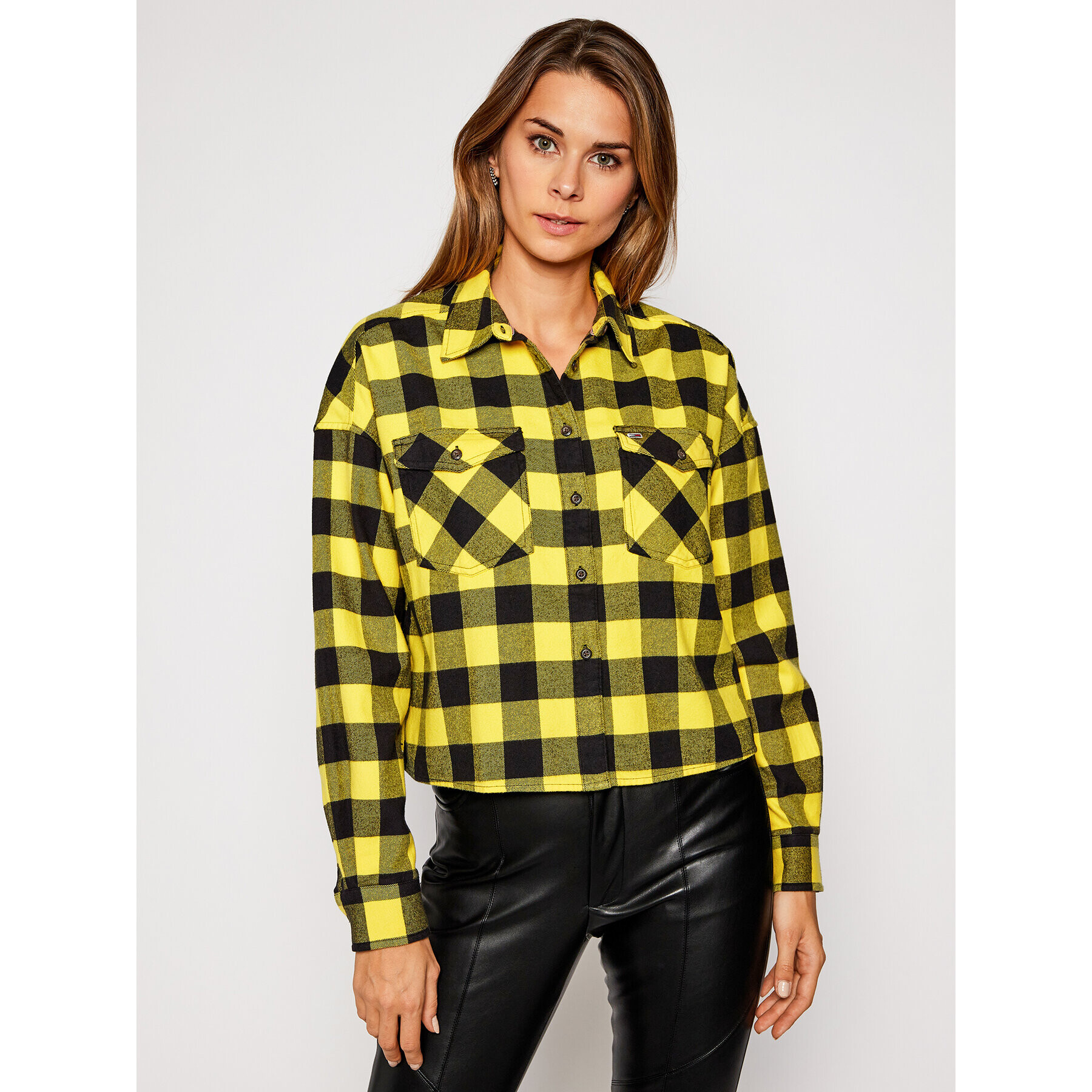 Tommy Jeans Cămașă Tjw Gingham Check DW0DW08910 Galben Relaxed Fit - Pled.ro