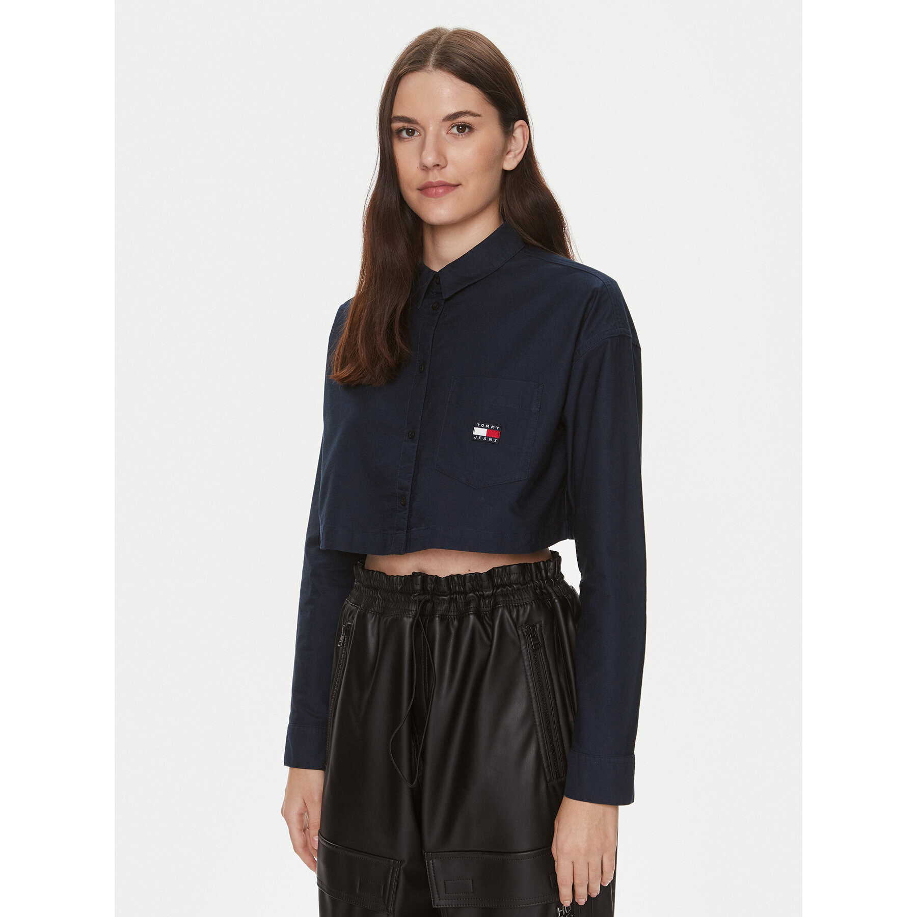 Tommy Jeans Cămașă Badge DW0DW17345 Bleumarin Relaxed Fit - Pled.ro