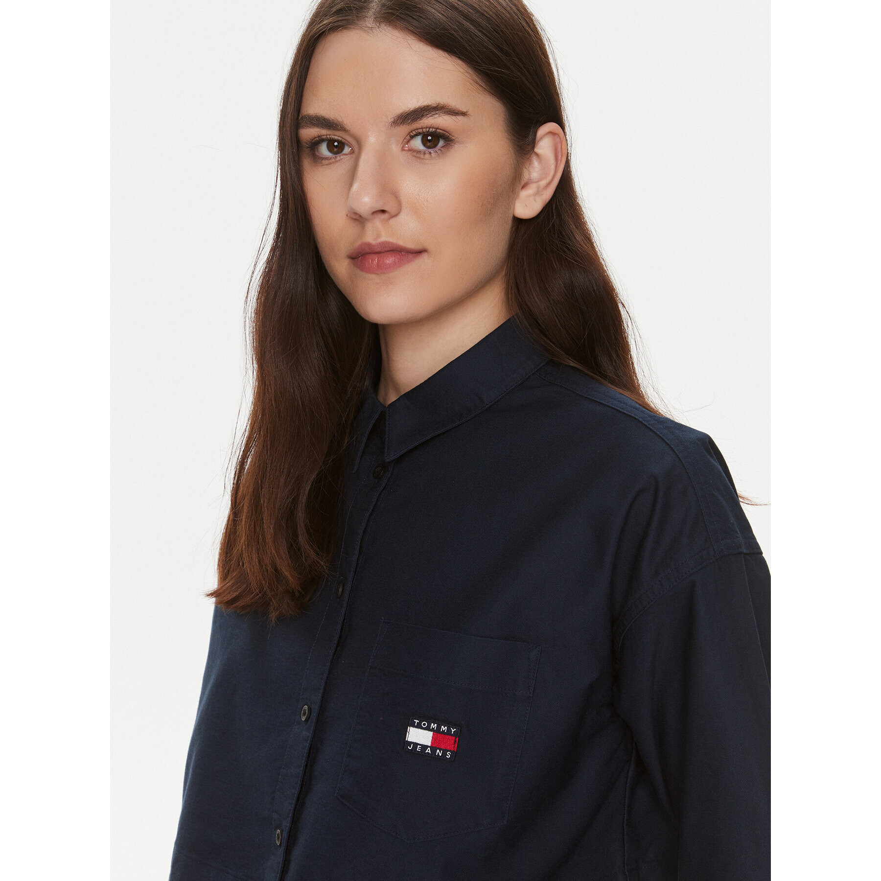 Tommy Jeans Cămașă Badge DW0DW17345 Bleumarin Relaxed Fit - Pled.ro