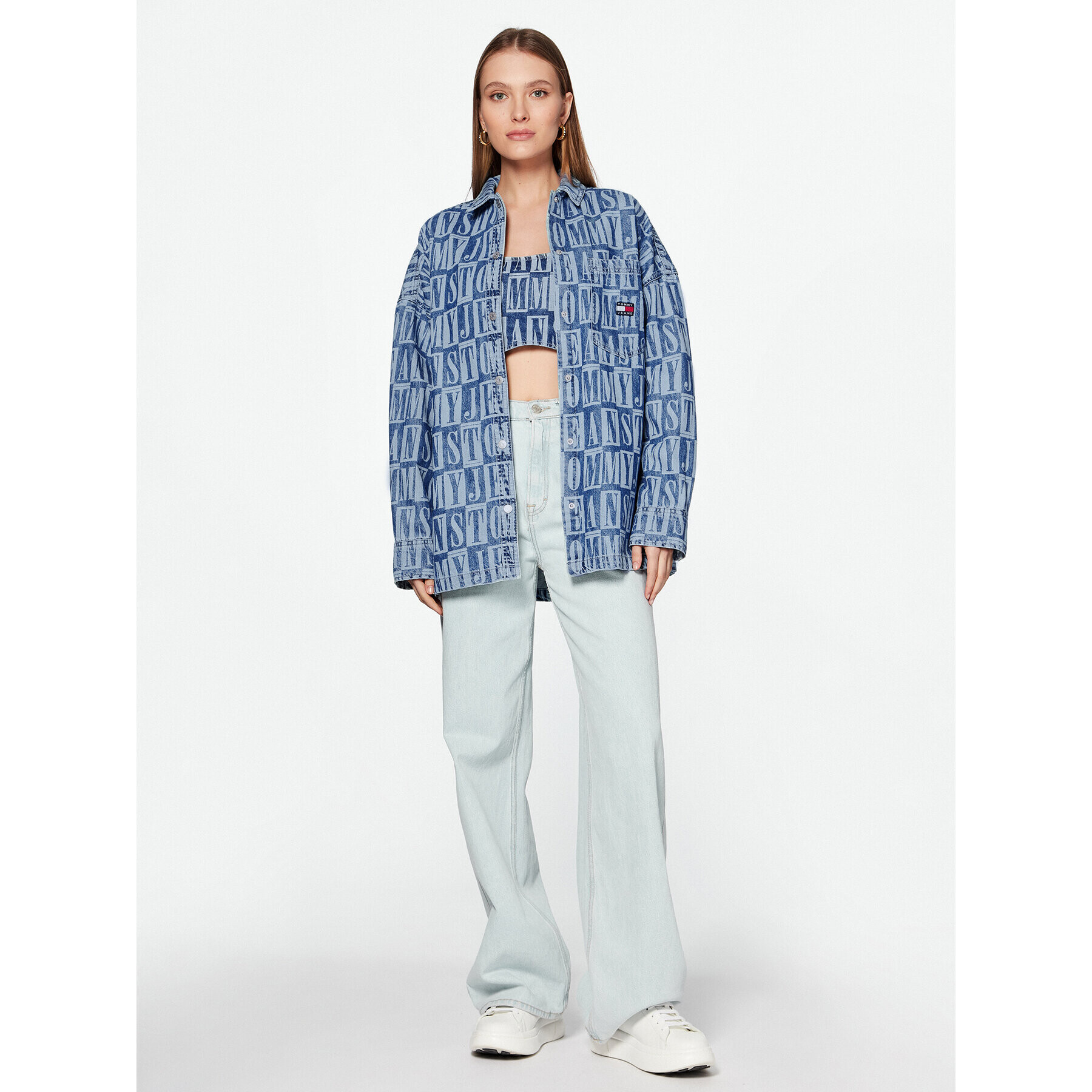 Tommy Jeans cămașă de blugi DW0DW15217 Albastru Oversize - Pled.ro