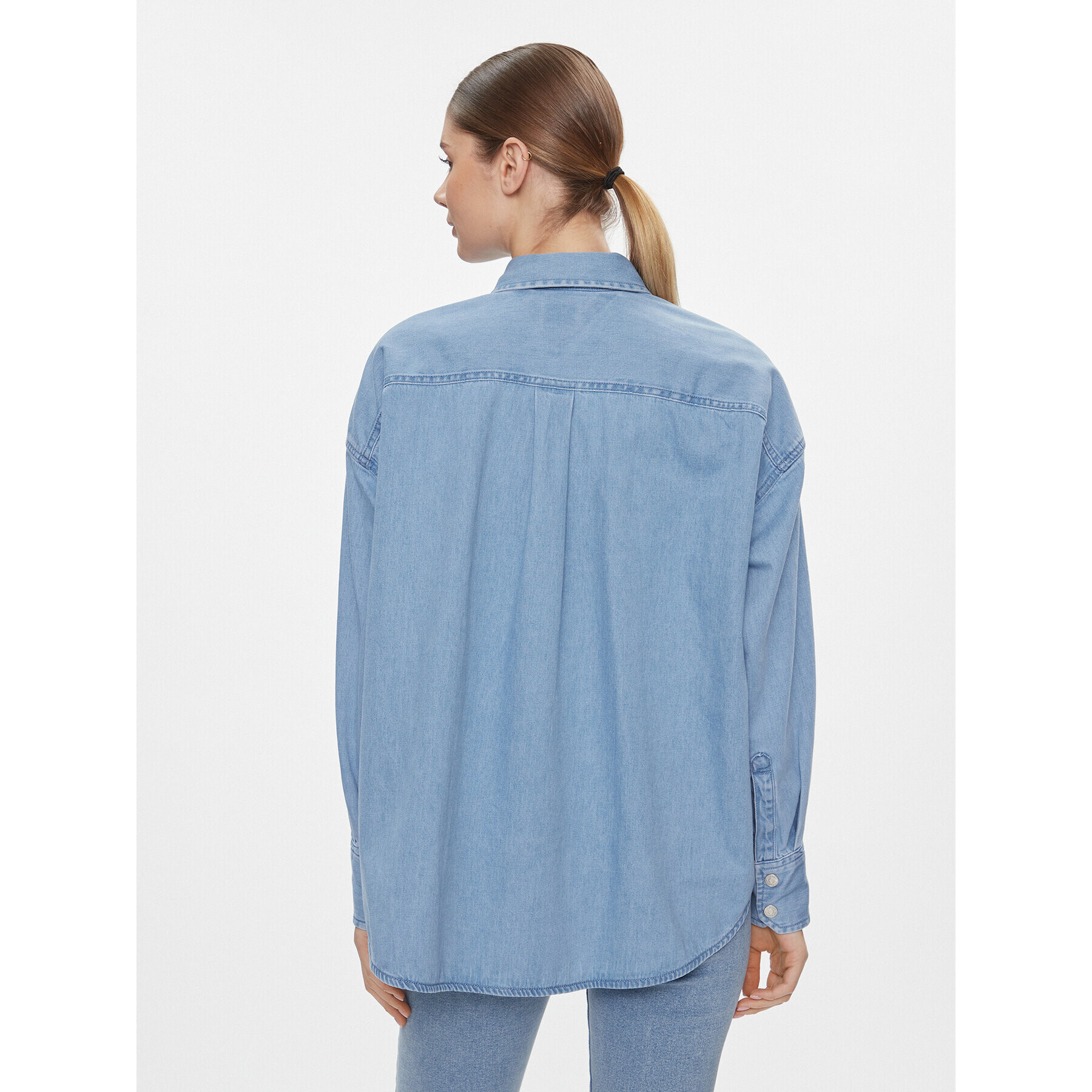 Tommy Jeans cămașă de blugi DW0DW17355 Albastru Oversize - Pled.ro