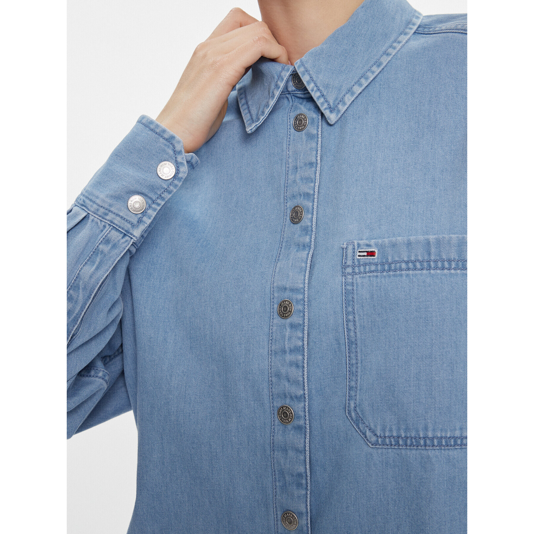 Tommy Jeans cămașă de blugi DW0DW17355 Albastru Oversize - Pled.ro