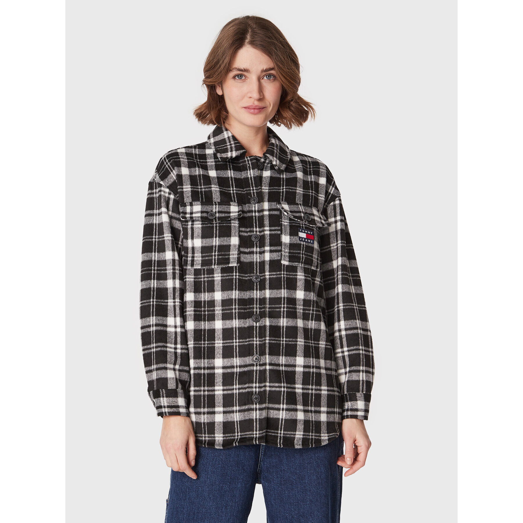 Tommy Jeans Cămașă DW0DW15035 Negru Relaxed Fit - Pled.ro