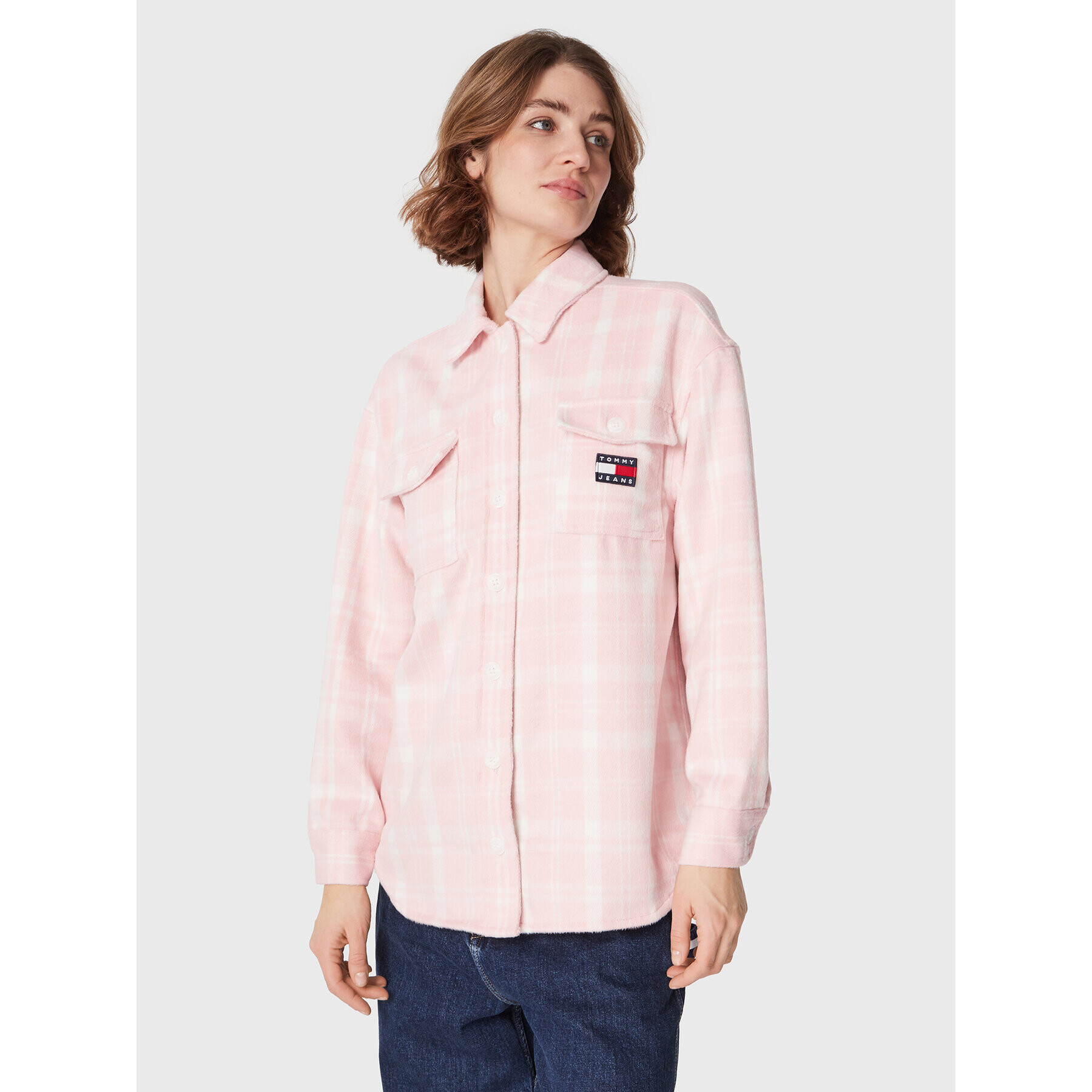 Tommy Jeans Cămașă DW0DW15035 Roz Relaxed Fit - Pled.ro