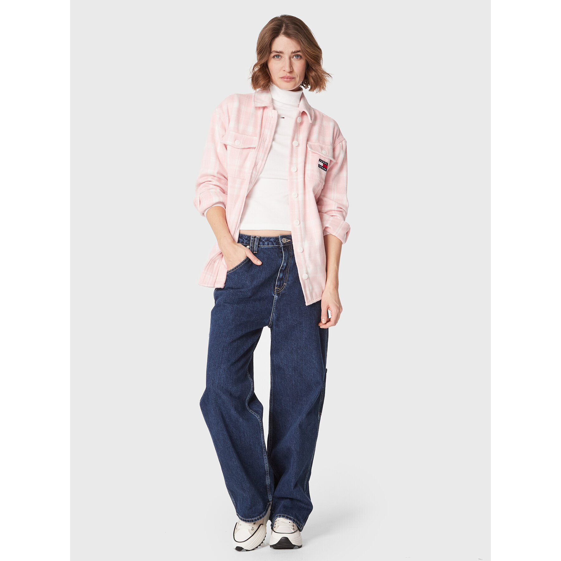 Tommy Jeans Cămașă DW0DW15035 Roz Relaxed Fit - Pled.ro