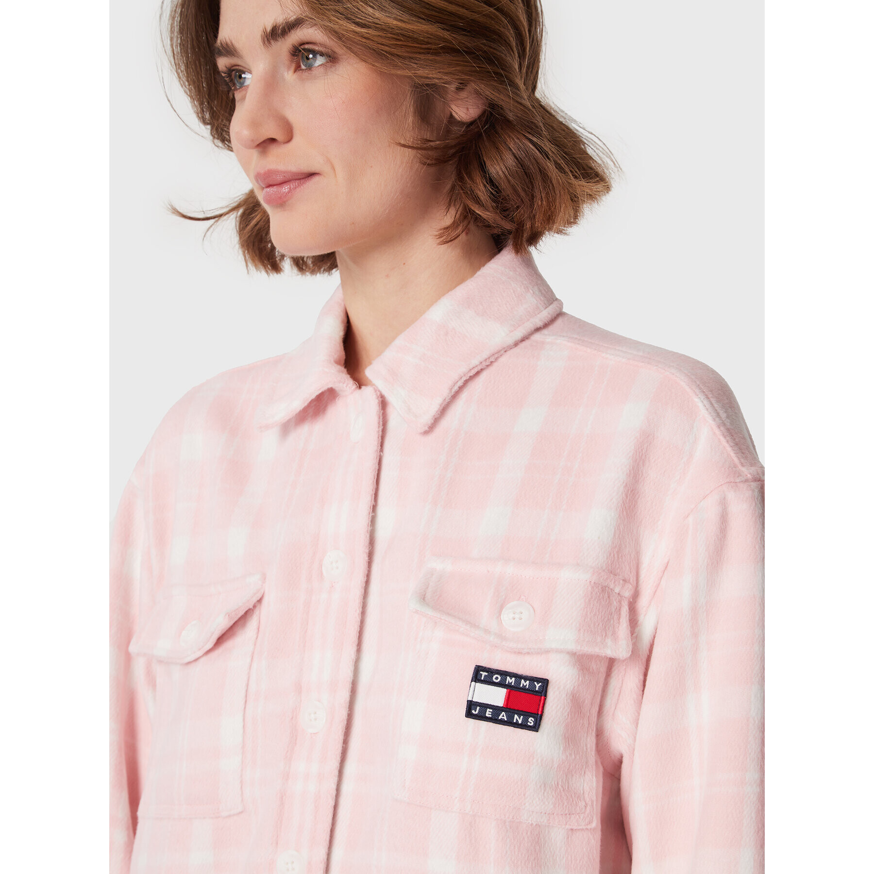 Tommy Jeans Cămașă DW0DW15035 Roz Relaxed Fit - Pled.ro