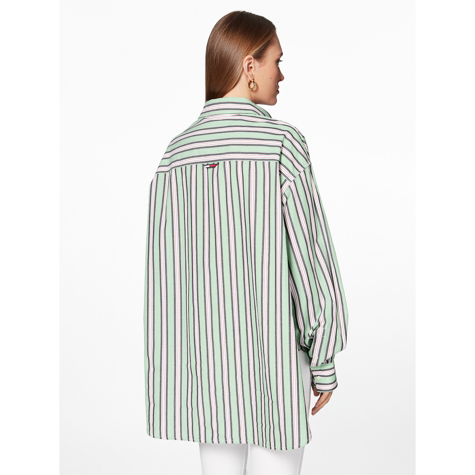 Tommy Jeans Cămașă DW0DW15212 Verde Oversize - Pled.ro