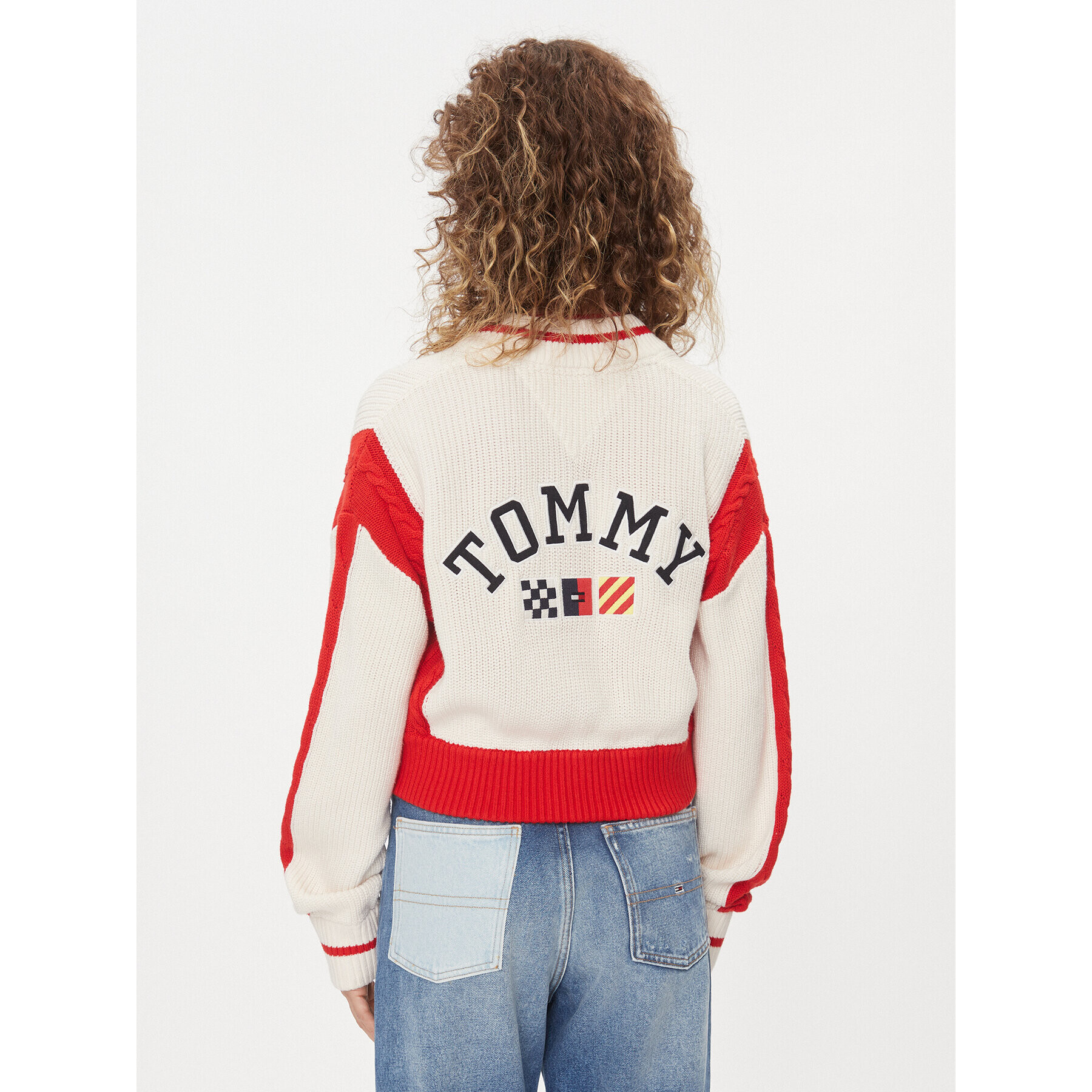 Tommy Jeans Cardigan Archive DW0DW15856 Écru Regular Fit - Pled.ro