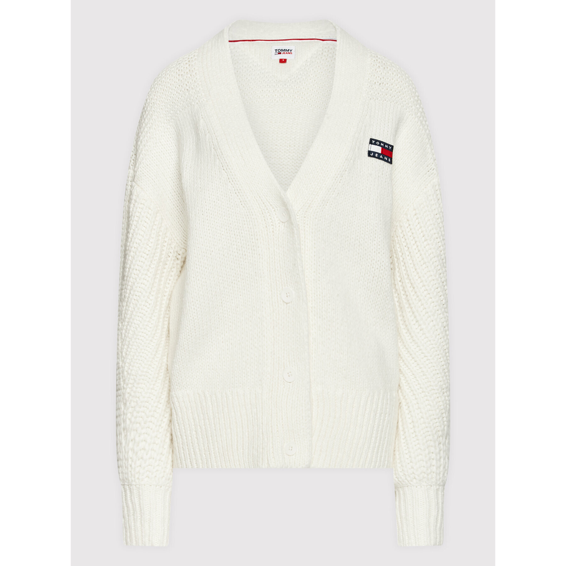 Tommy Jeans Cardigan Badge DW0DW12092 Bej Oversize - Pled.ro