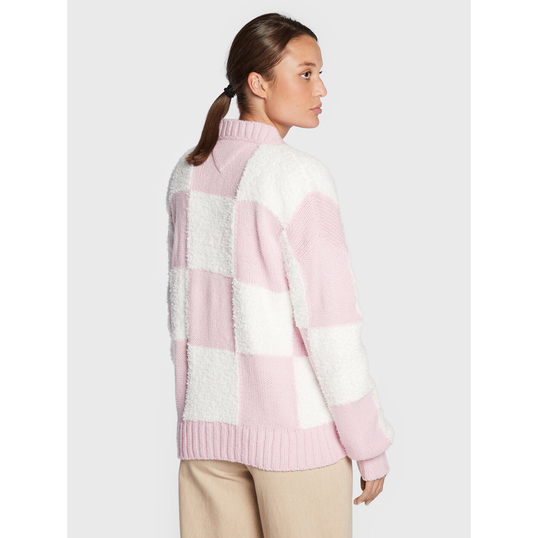 Tommy Jeans Cardigan Checker DW0DW14318 Roz Oversize - Pled.ro