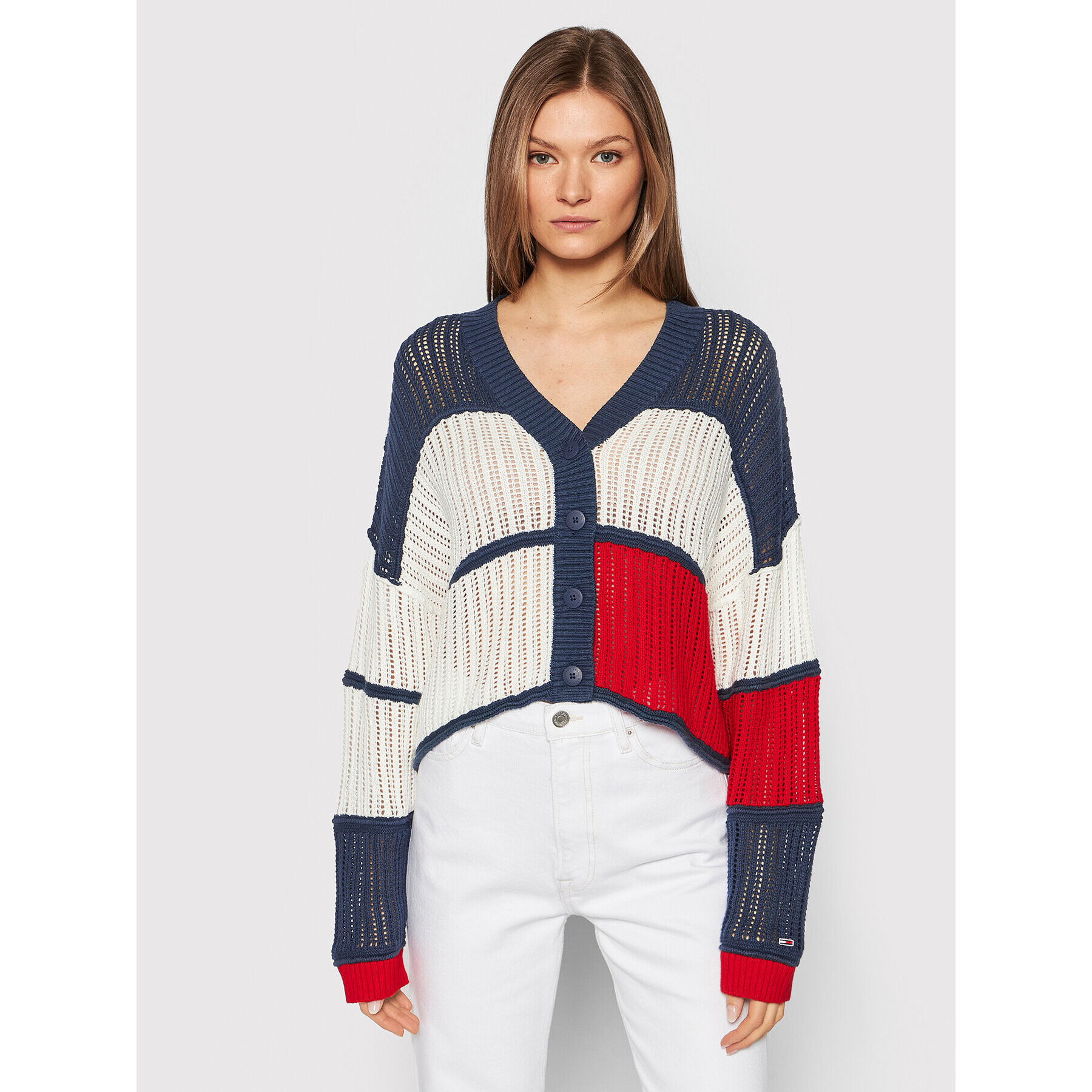 Tommy Jeans Cardigan DW0DW12537 Colorat Relaxed Fit - Pled.ro