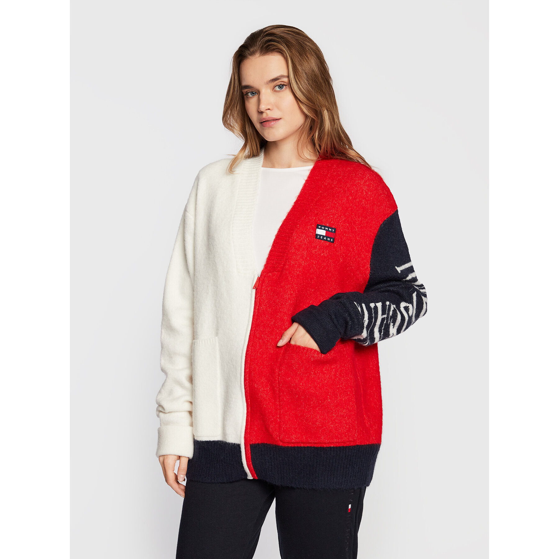 Tommy Jeans Cardigan DW0DW14280 Colorat Oversize - Pled.ro