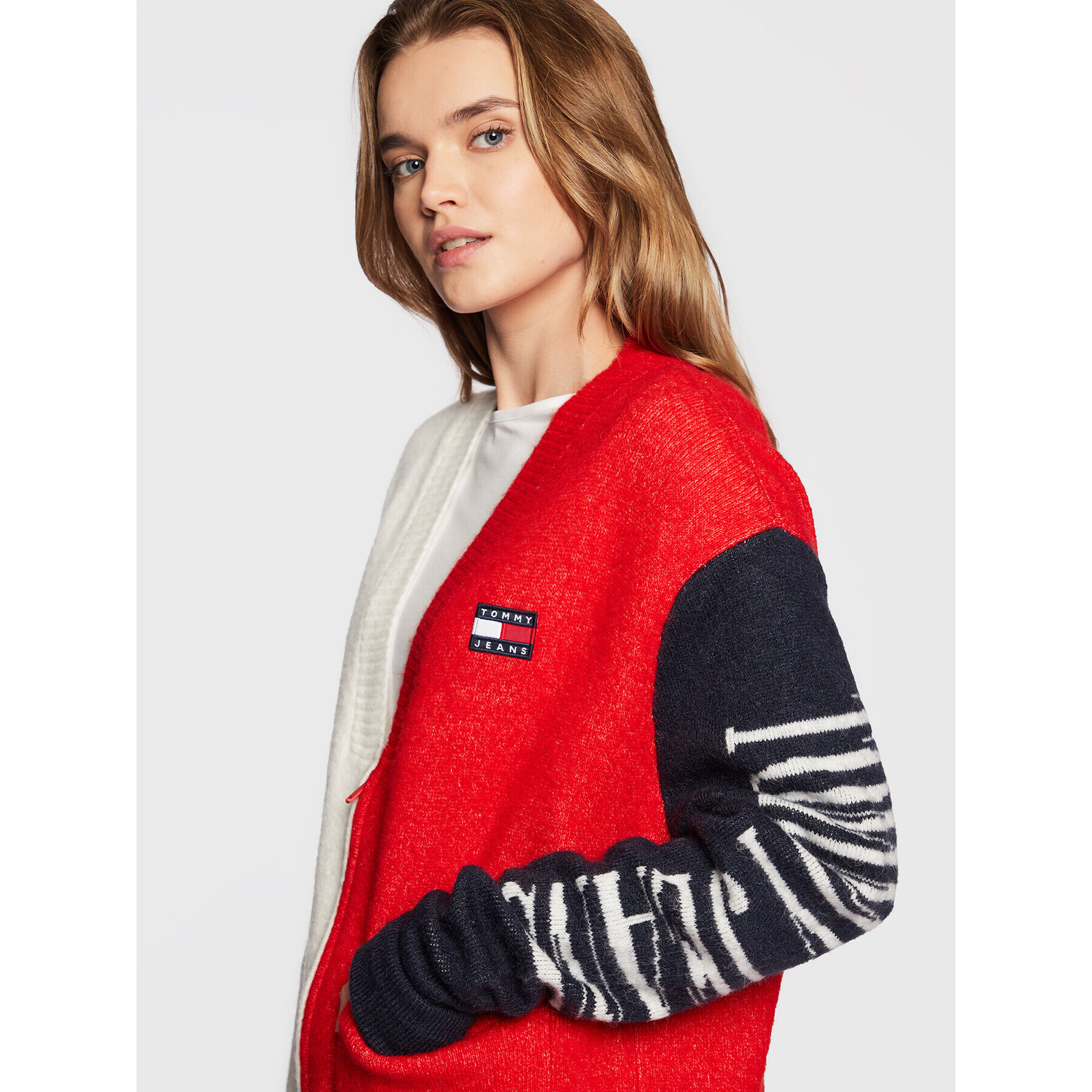 Tommy Jeans Cardigan DW0DW14280 Colorat Oversize - Pled.ro