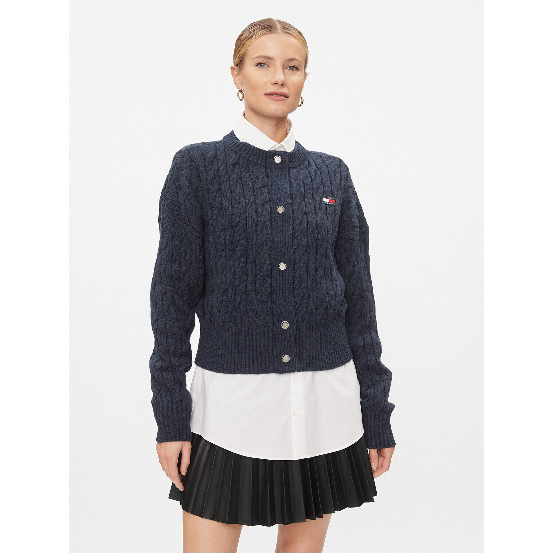 Tommy Jeans Cardigan DW0DW16529 Bleumarin Regular Fit - Pled.ro