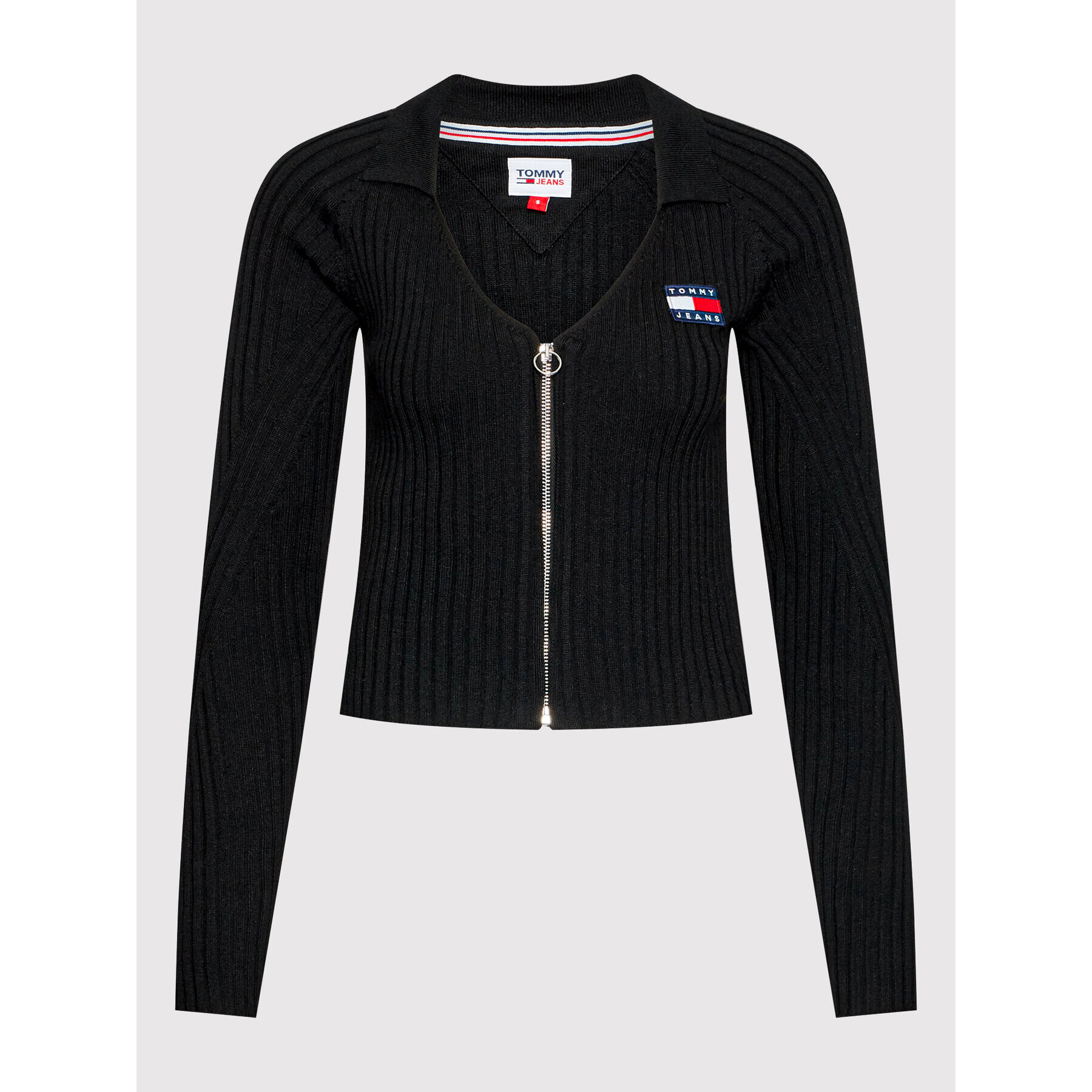 Tommy Jeans Cardigan Tjw Badge DW0DW12942 Negru Slim Fit - Pled.ro