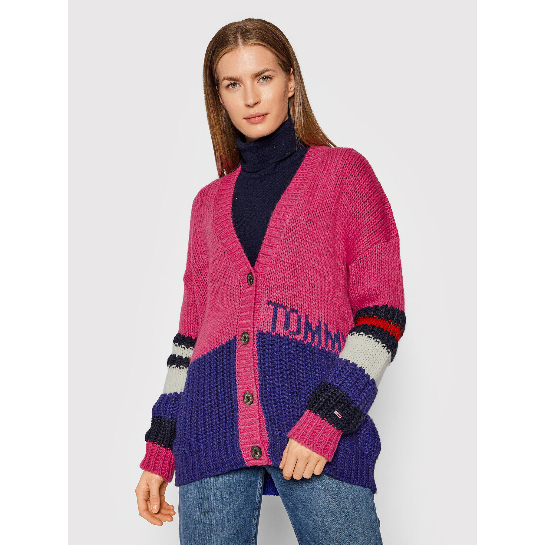 Tommy Jeans Cardigan Tjw Multi Stripe DW0DW11011 Roz Relaxed Fit - Pled.ro