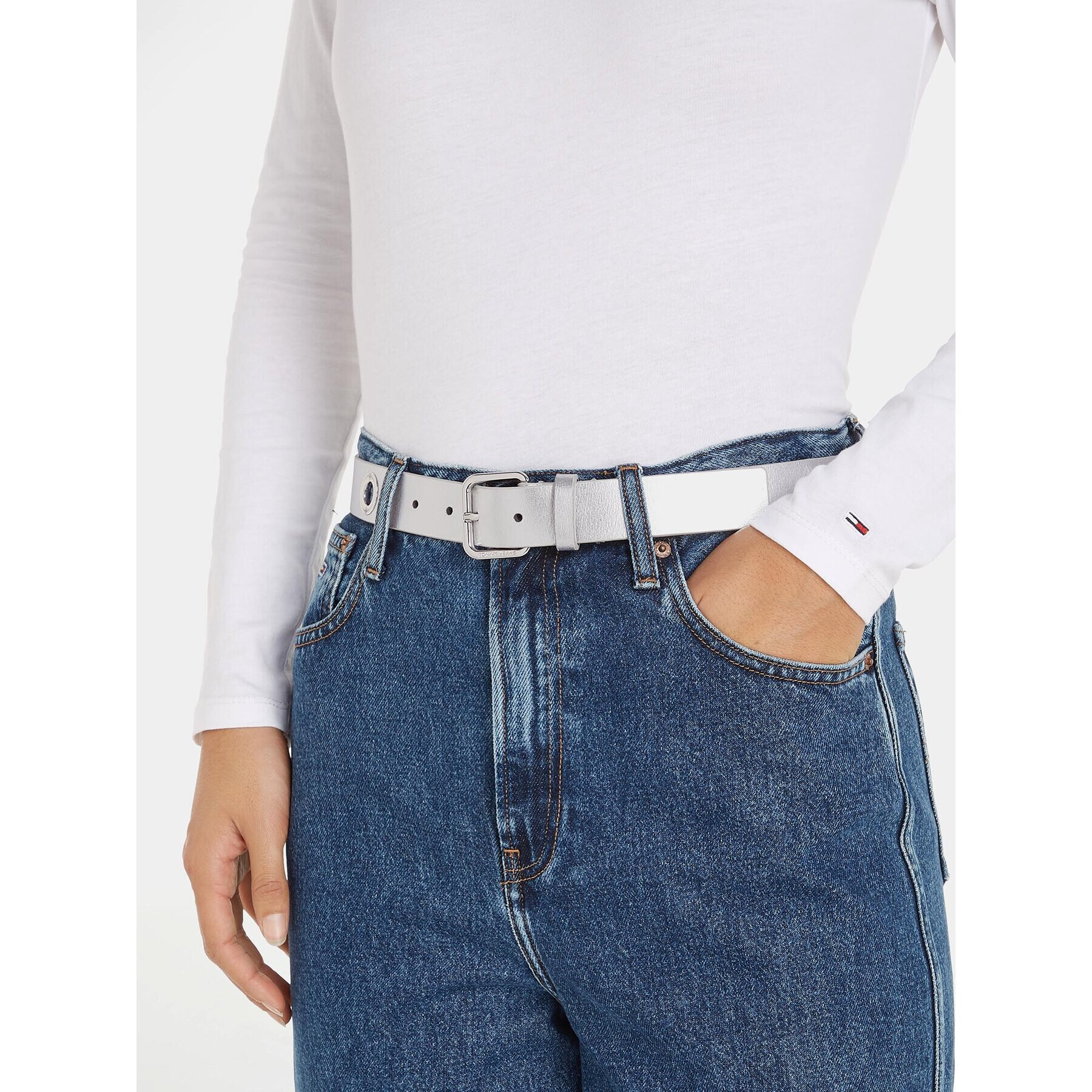 Tommy Jeans Curea de Damă Tjw City Girl Belt AW0AW15112 Argintiu - Pled.ro