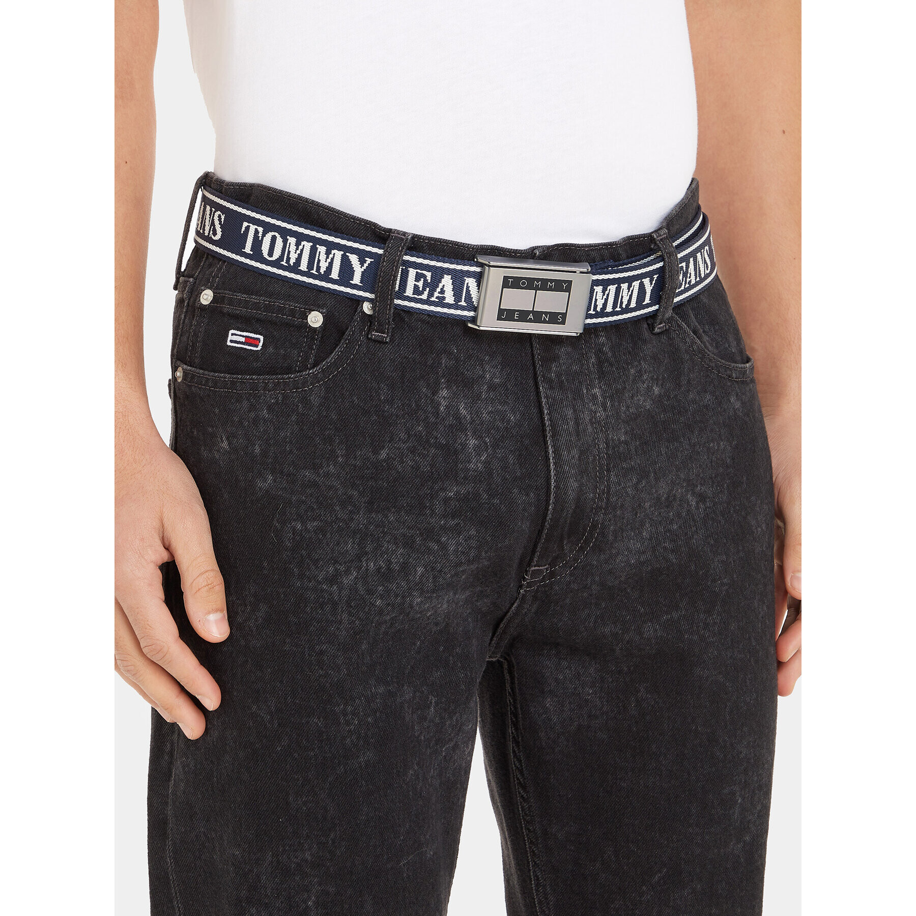 Tommy Jeans Curea pentru Bărbați Tjm Skater B Jacquard Belt 4.0 AM0AM11196 Bleumarin - Pled.ro