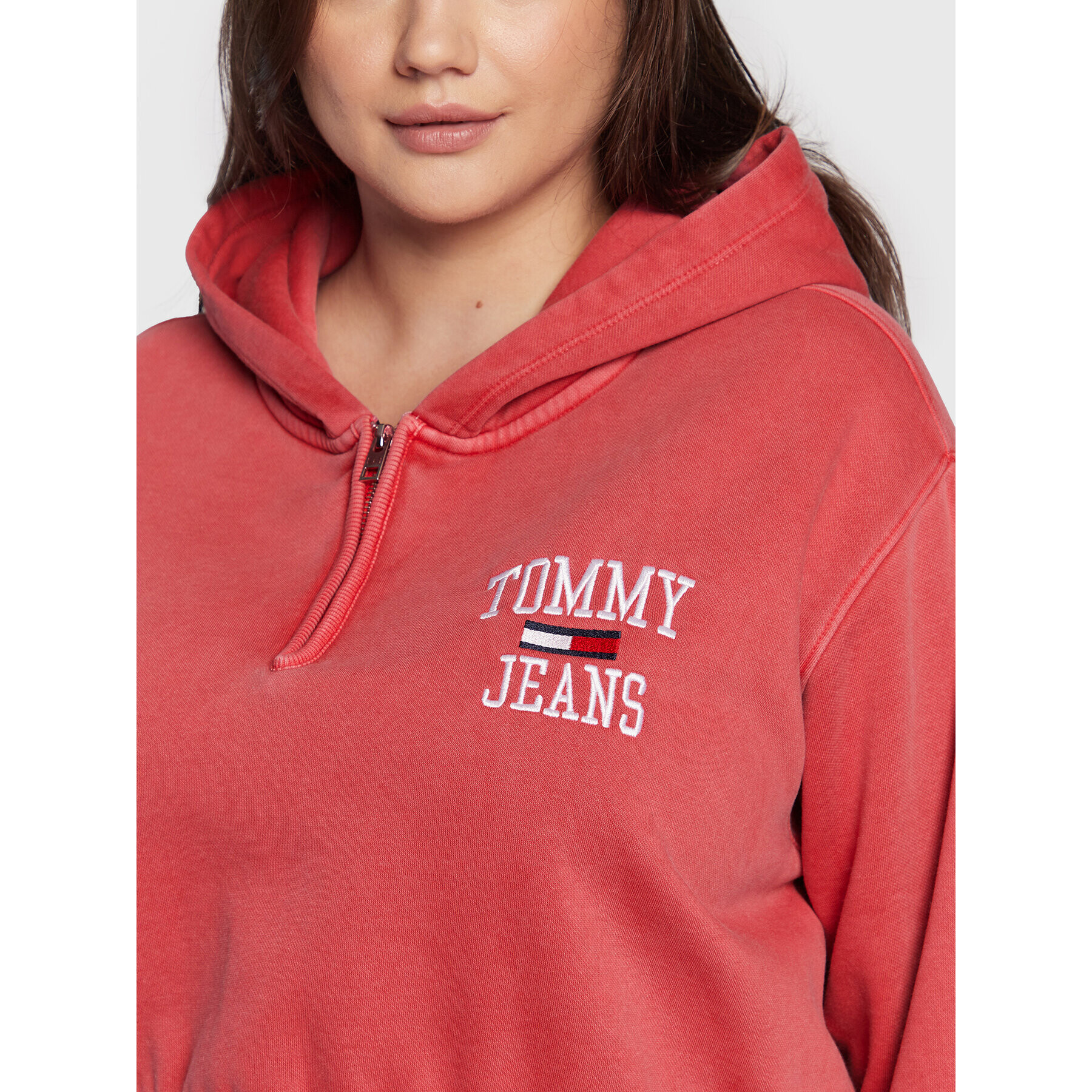 Tommy Jeans Curve Bluză College Logo DW0DW12042 Vișiniu Regular Fit - Pled.ro