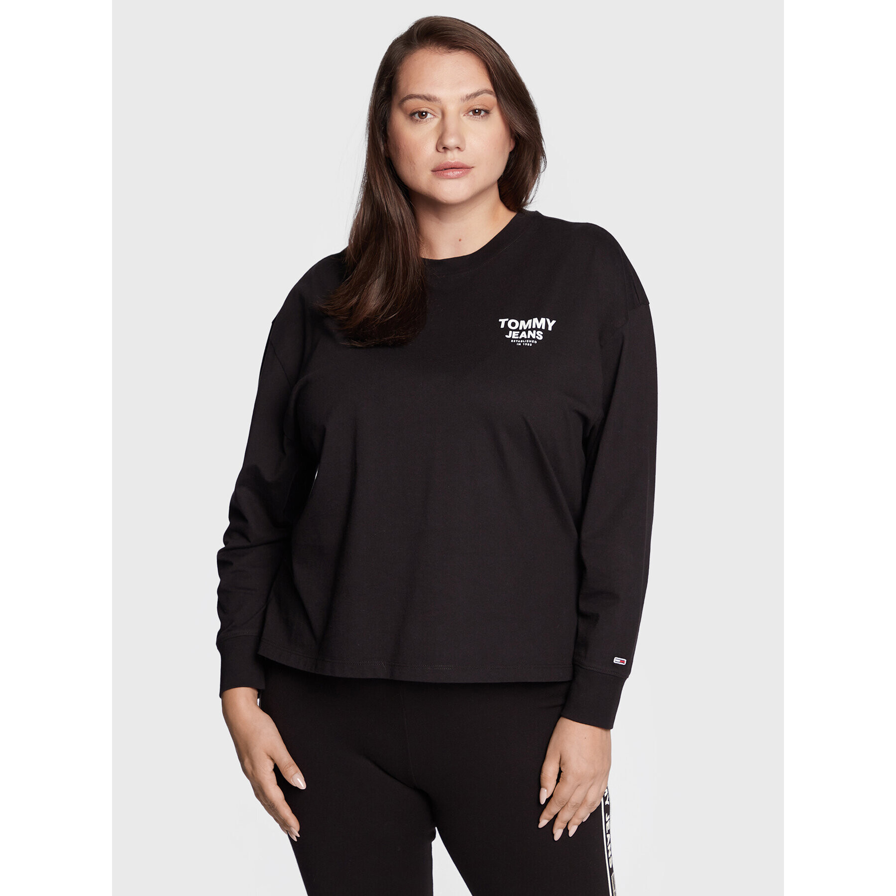 Tommy Jeans Curve Bluză DW0DW12991 Negru Relaxed Fit - Pled.ro