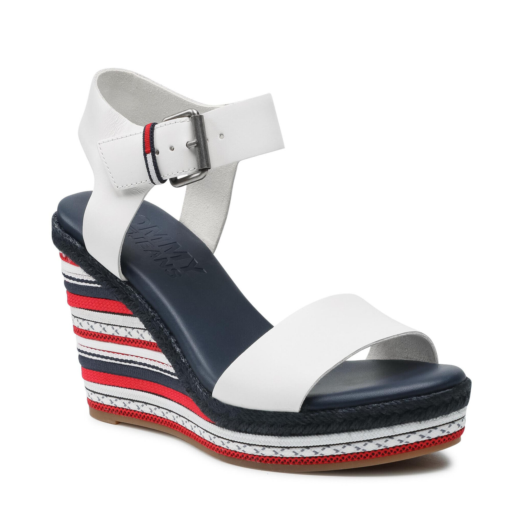 Tommy Jeans Espadrile Colored Laces High Wedge EN0EN01439 Alb - Pled.ro