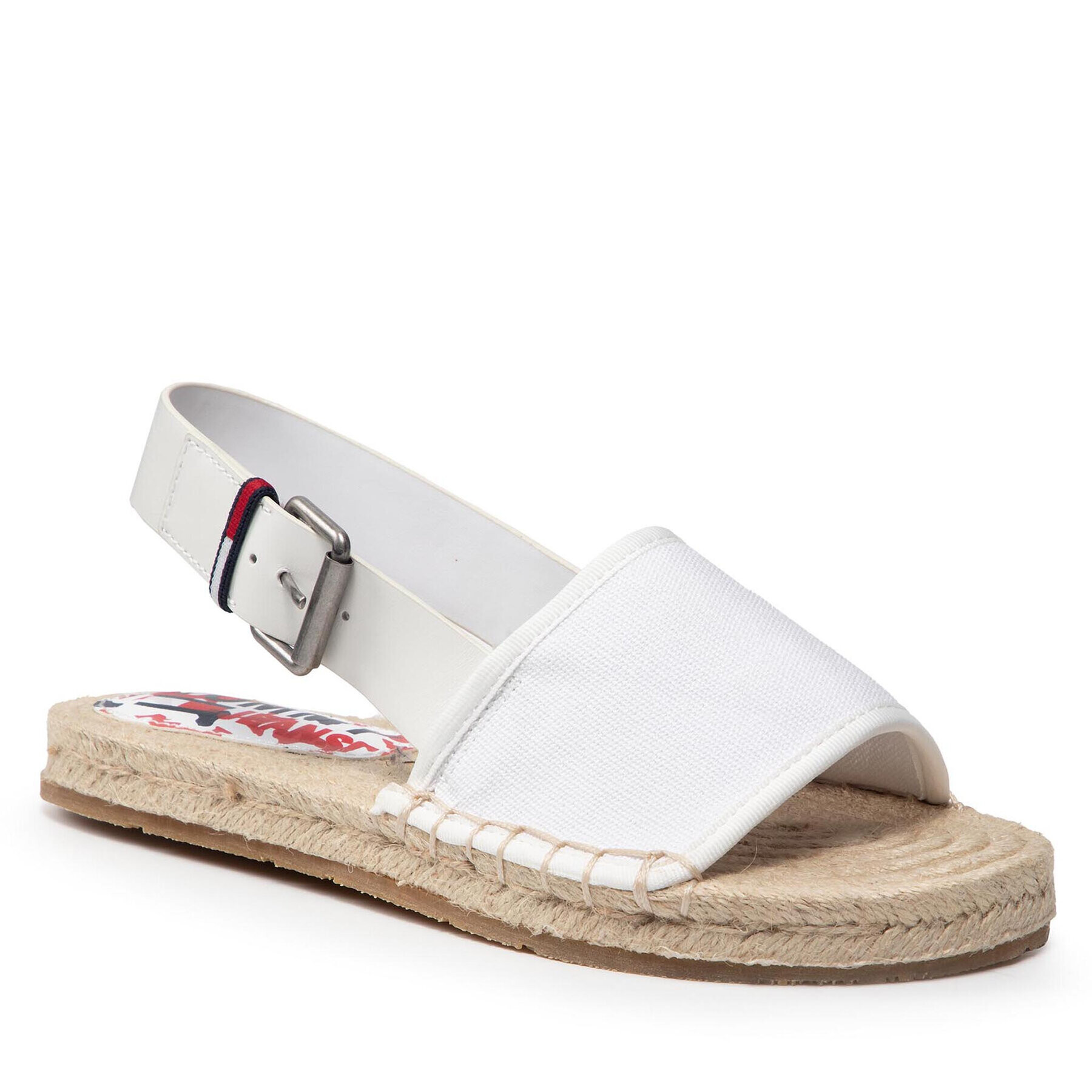 Tommy Jeans Espadrile Essential Flat Sandal EN0EN01437 Alb - Pled.ro