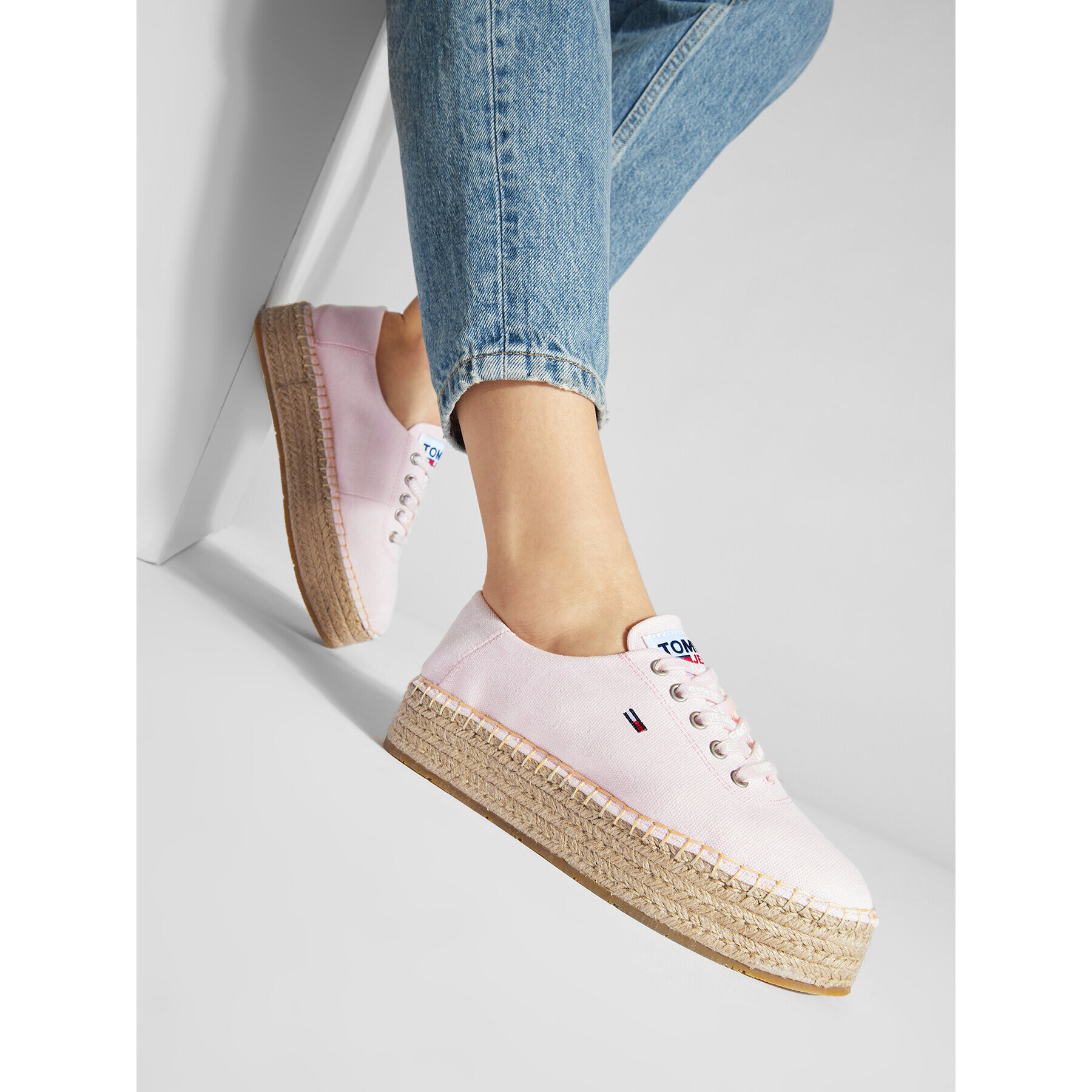 Tommy Jeans Espadrile Essential Flatform Espadrille EN0EN01434 Roz - Pled.ro