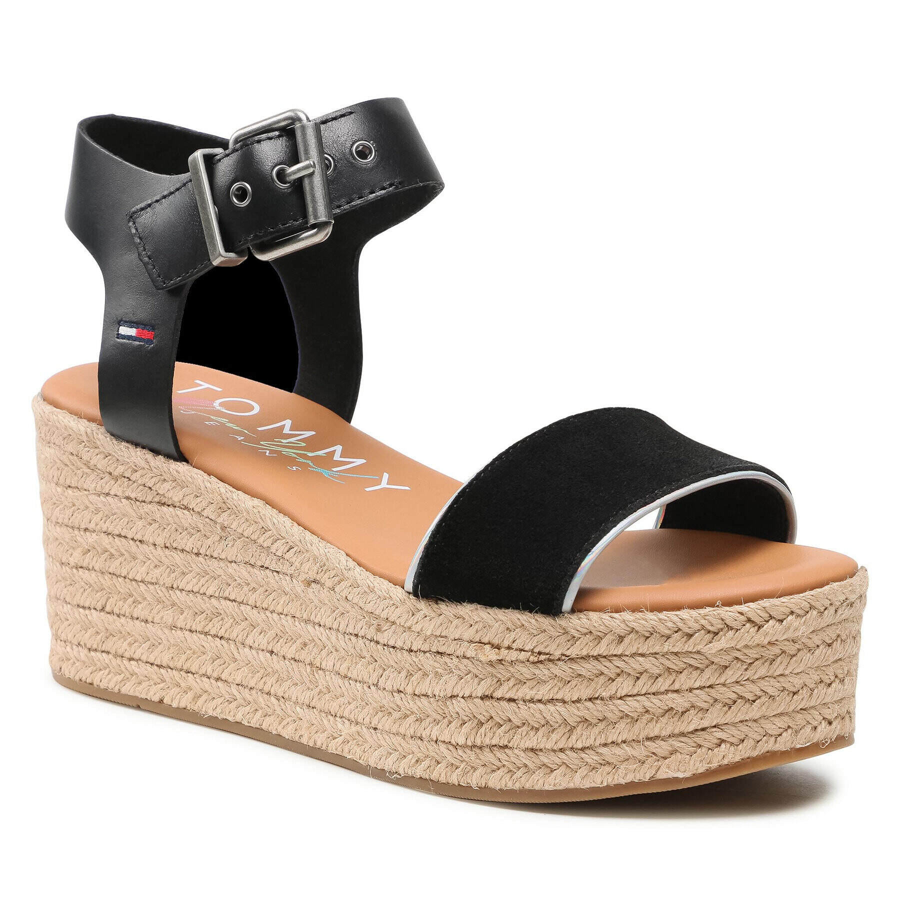 Tommy Jeans Espadrile Essential Flatform Sandal EN0EN01320 Negru - Pled.ro