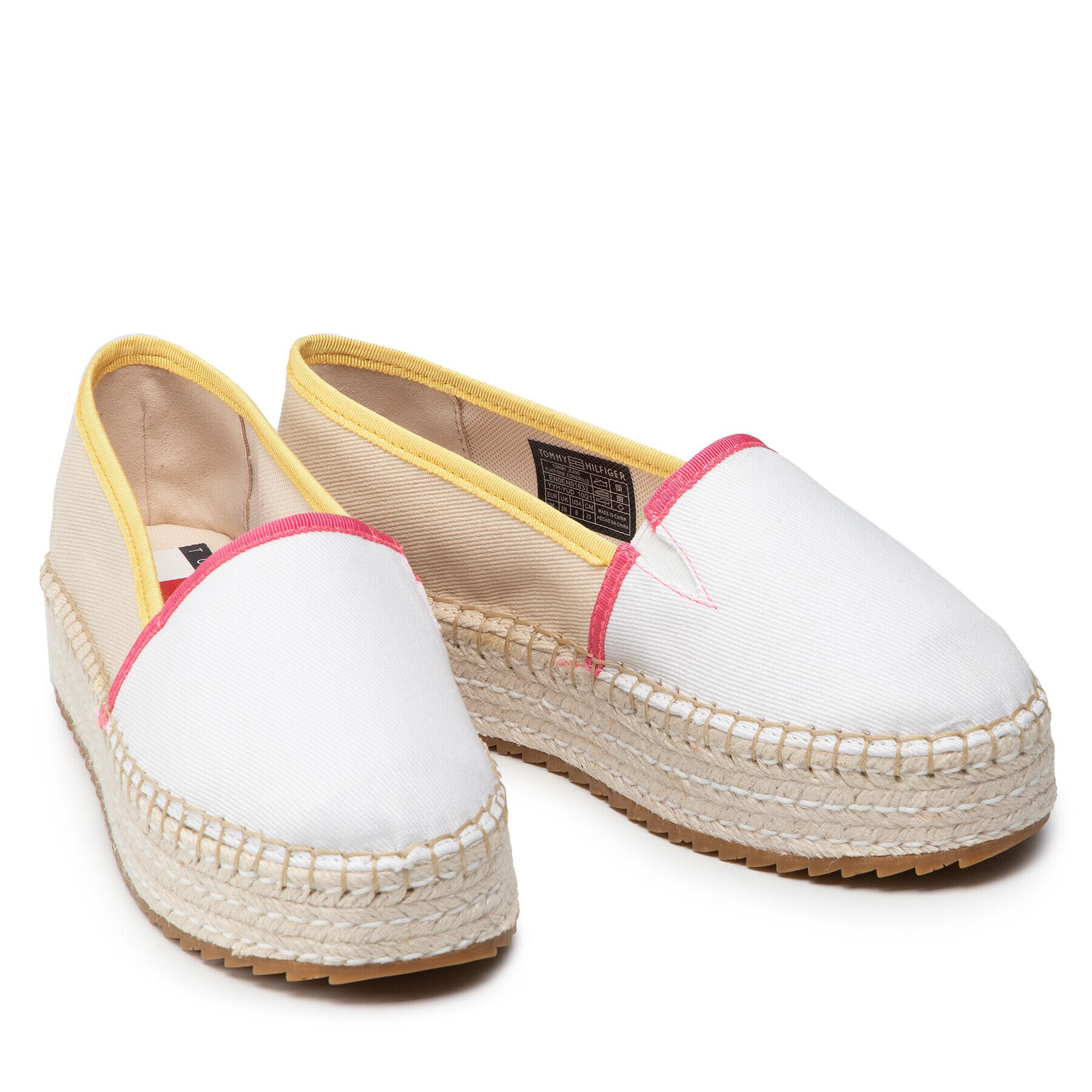 Tommy Jeans Espadrile Flatform Espadrille EN0EN01832 Alb - Pled.ro