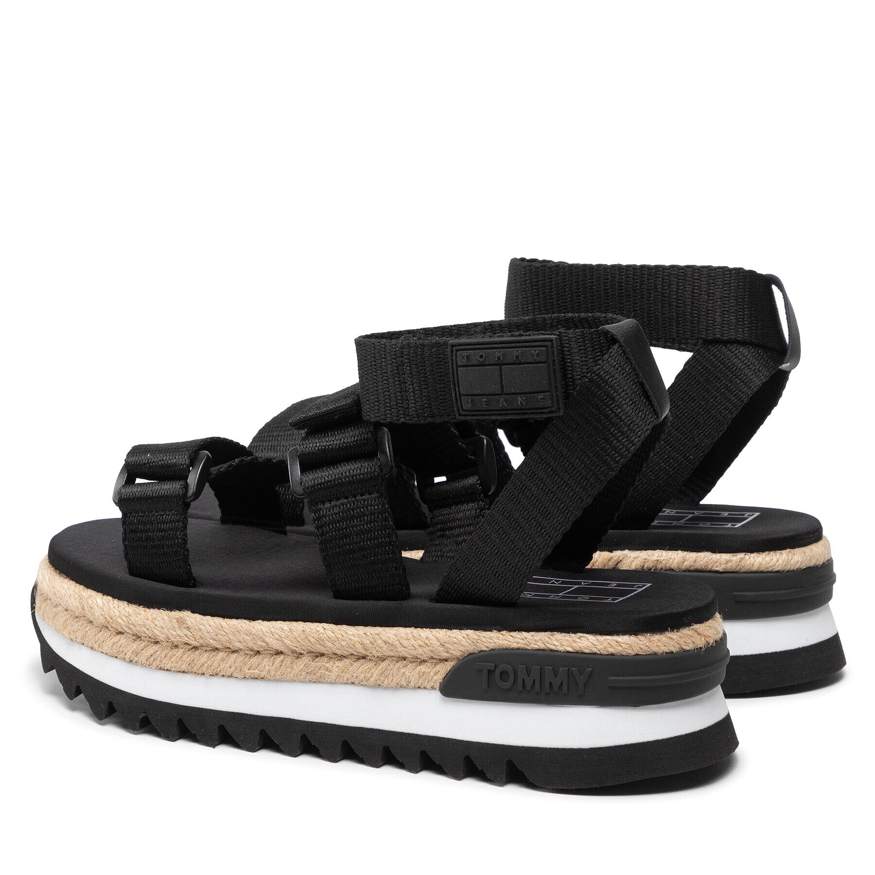 Tommy Jeans Espadrile Rope Cleated Sandal EN0EN01804 Negru - Pled.ro