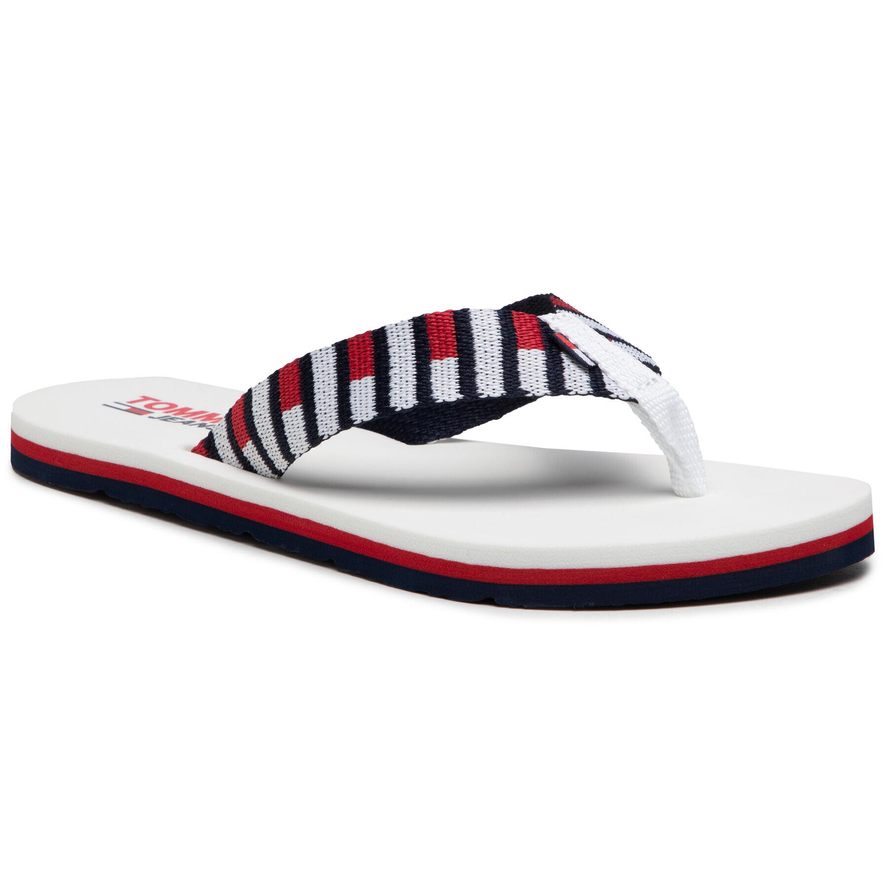 Tommy Jeans Flip flop Flag Webbing beach Sandal EN0EN01295 Alb - Pled.ro