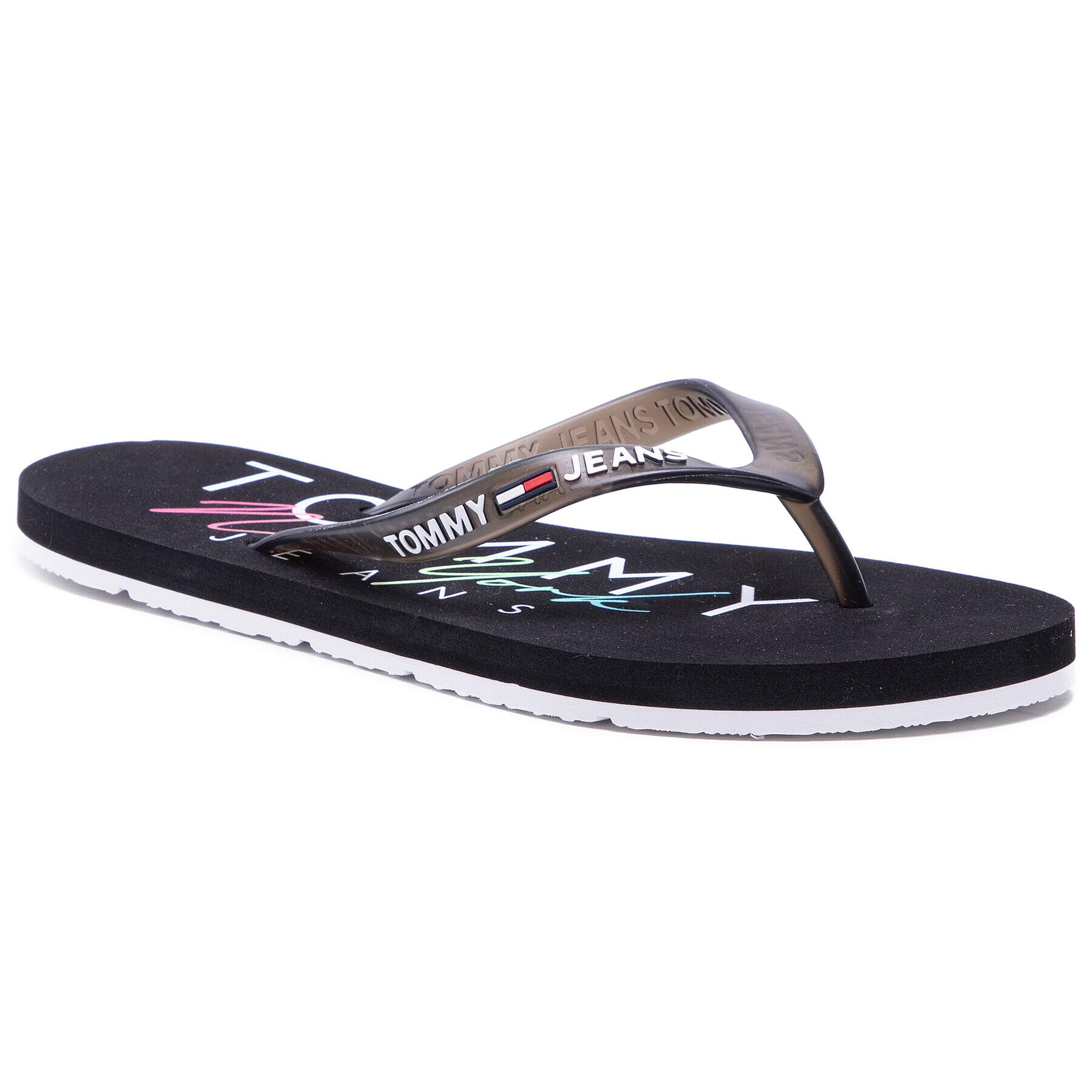 Tommy Jeans Flip flop Rubber Thong Beach Sandal EN0EN01302 Negru - Pled.ro