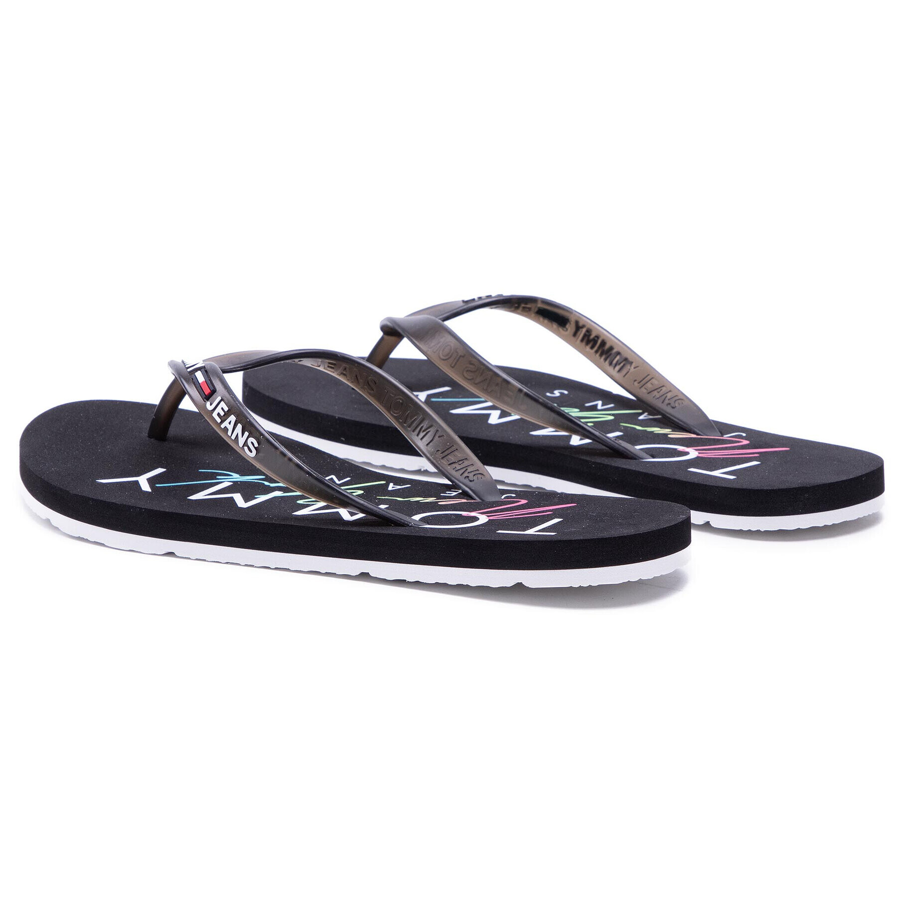 Tommy Jeans Flip flop Rubber Thong Beach Sandal EN0EN01302 Negru - Pled.ro