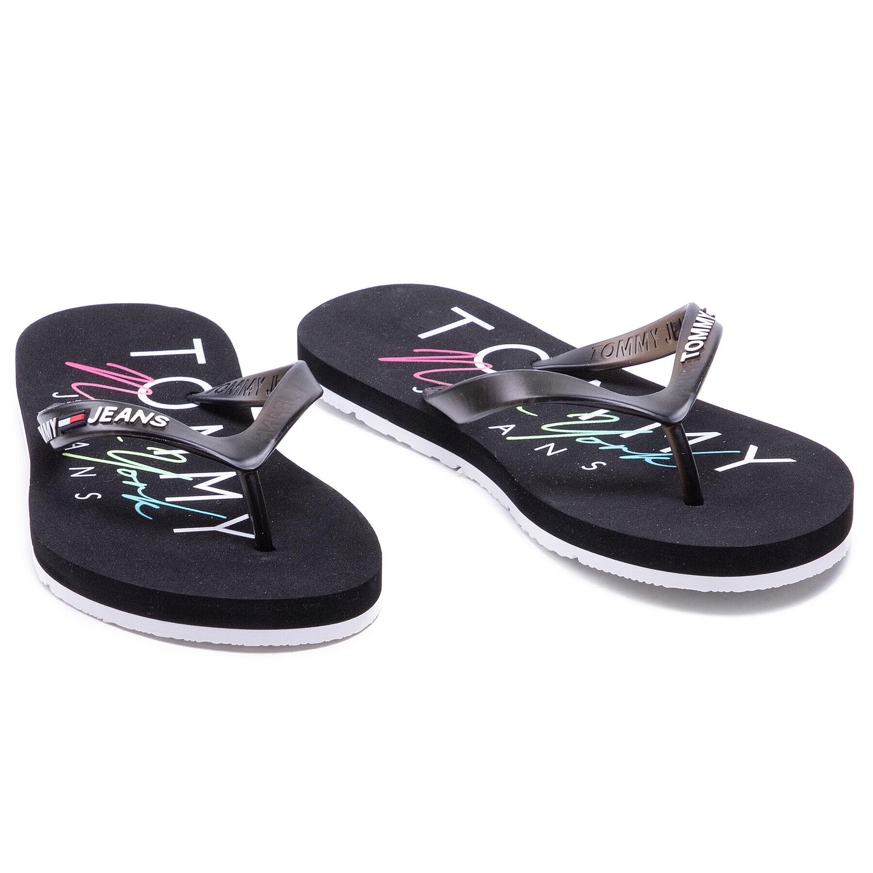 Tommy Jeans Flip flop Rubber Thong Beach Sandal EN0EN01302 Negru - Pled.ro