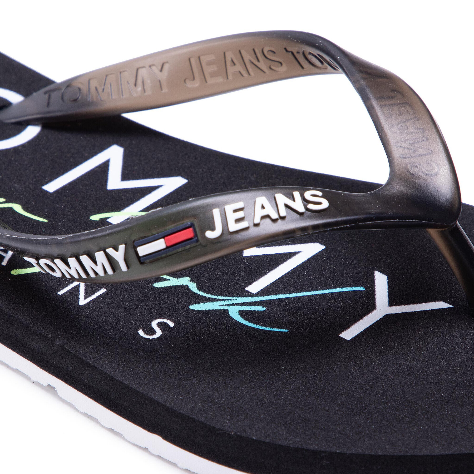 Tommy Jeans Flip flop Rubber Thong Beach Sandal EN0EN01302 Negru - Pled.ro