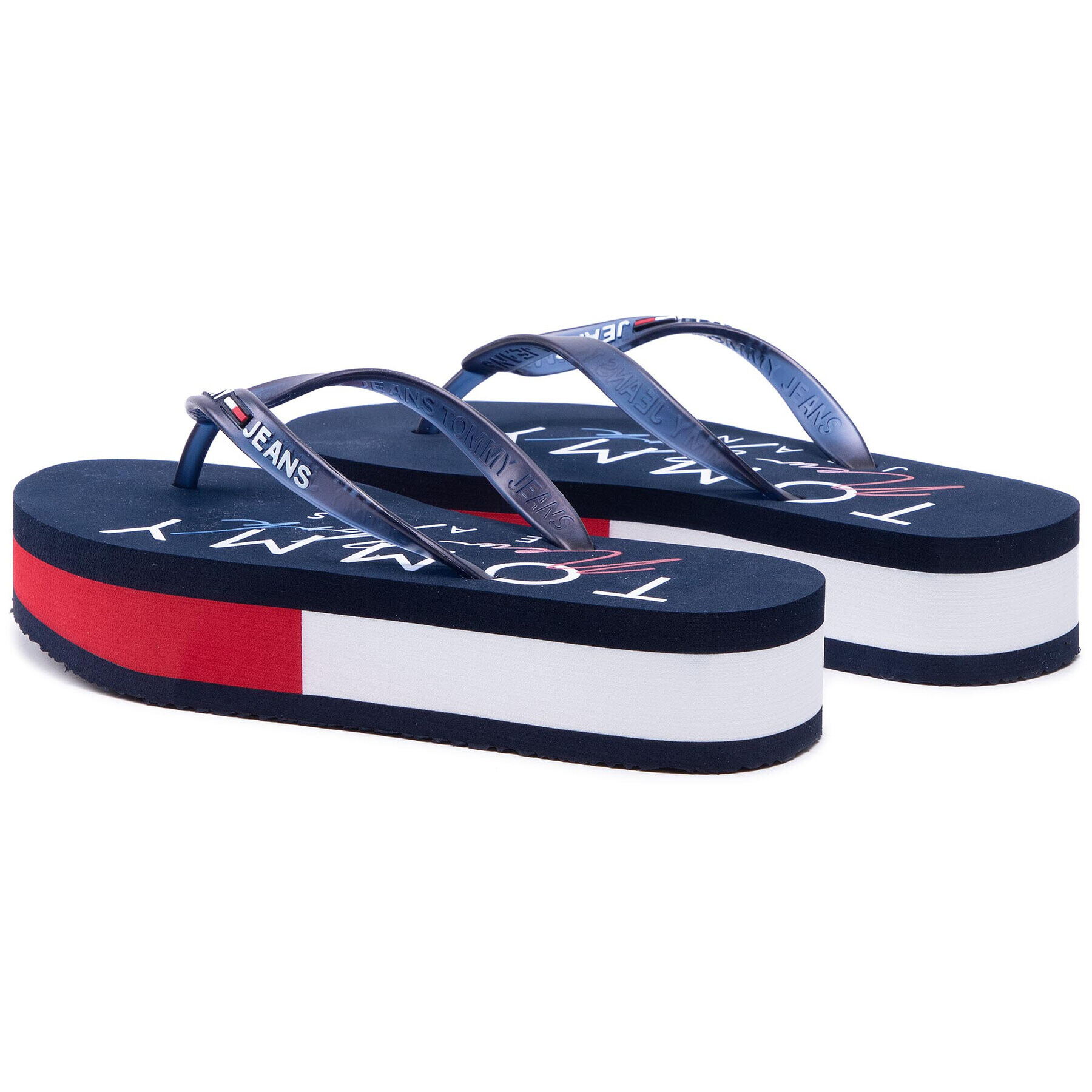 Tommy Jeans Flip flop Rubber Thong Mid Beach Sandal EN0EN01301 Bleumarin - Pled.ro